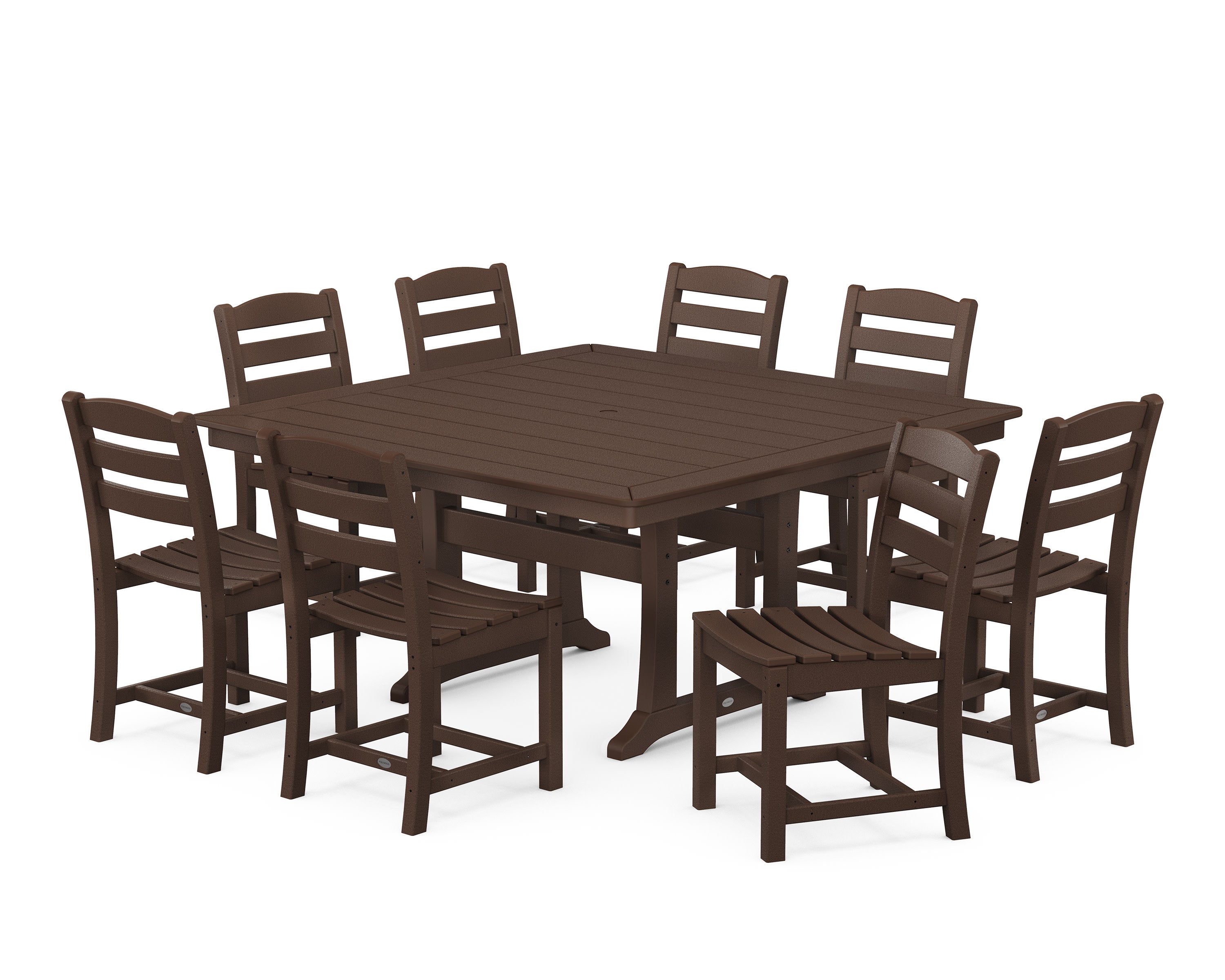 La Casa Caf 9-Piece Nautical Trestle Dining Set in Mahogany