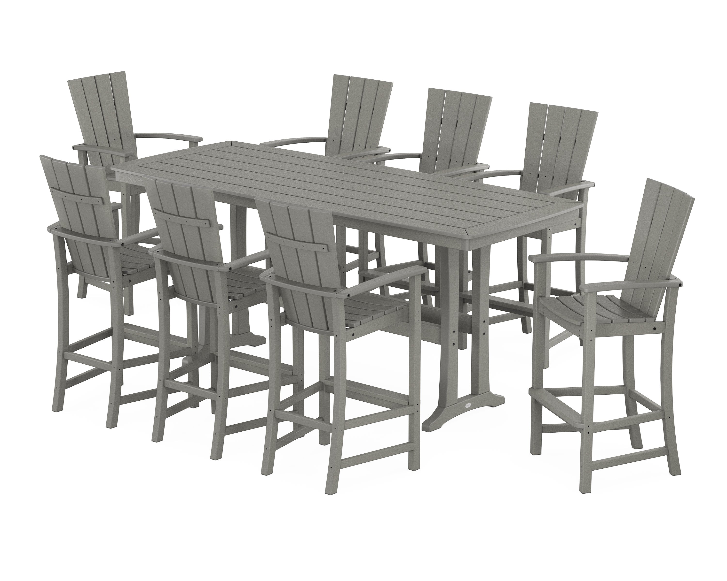 Quattro Adirondack 9-Piece Bar Set with Trestle Legs in Slate Grey