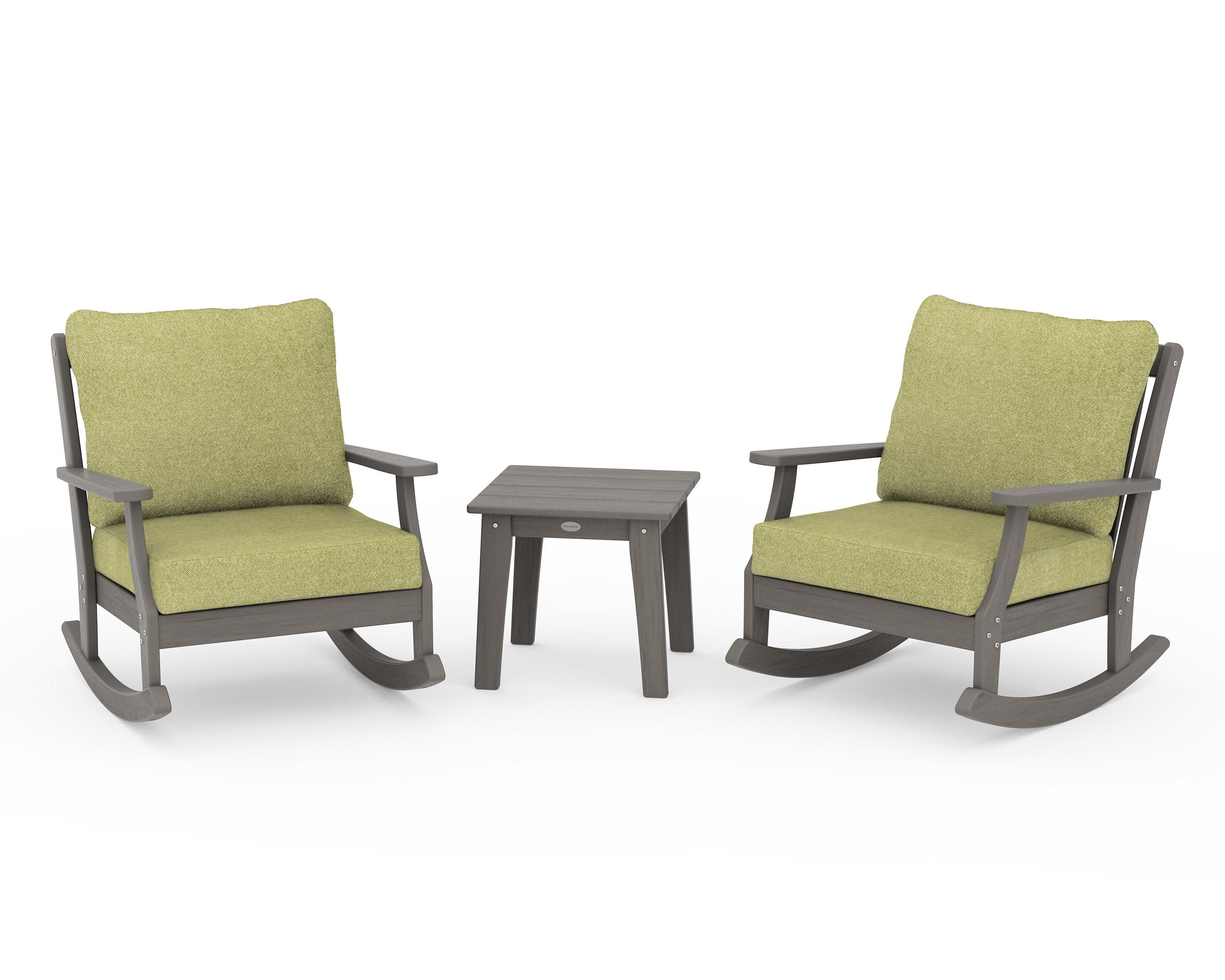 Braxton 3-Piece Deep Seating Rocker Set in Driftwood / Chartreuse Boucle