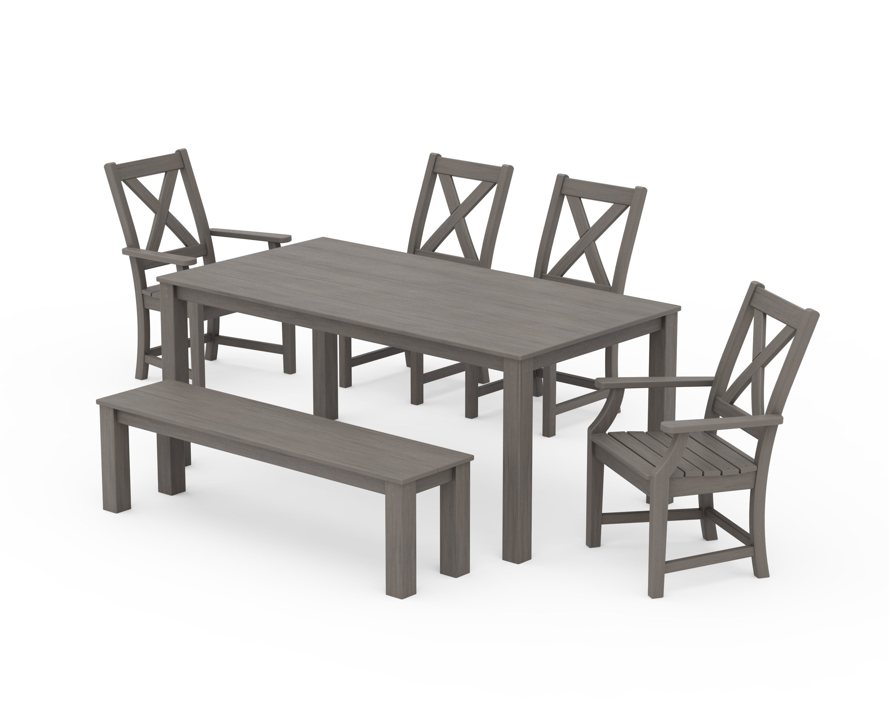 Braxton 6-Piece Parsons Dining Set with Bench in Driftwood