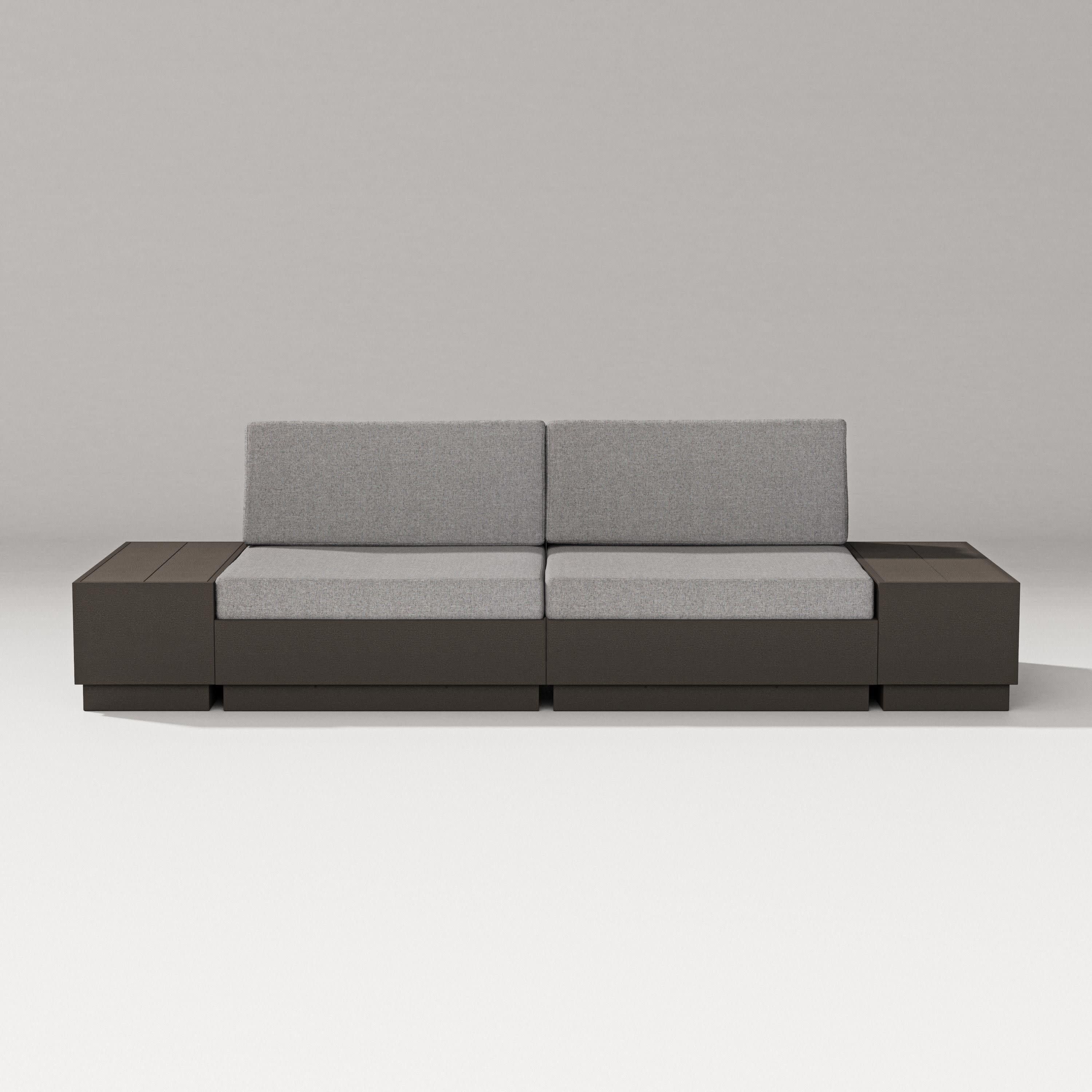 Elevate 4-Piece Loveseat Sectional in Vintage Coffee / Grey Mist