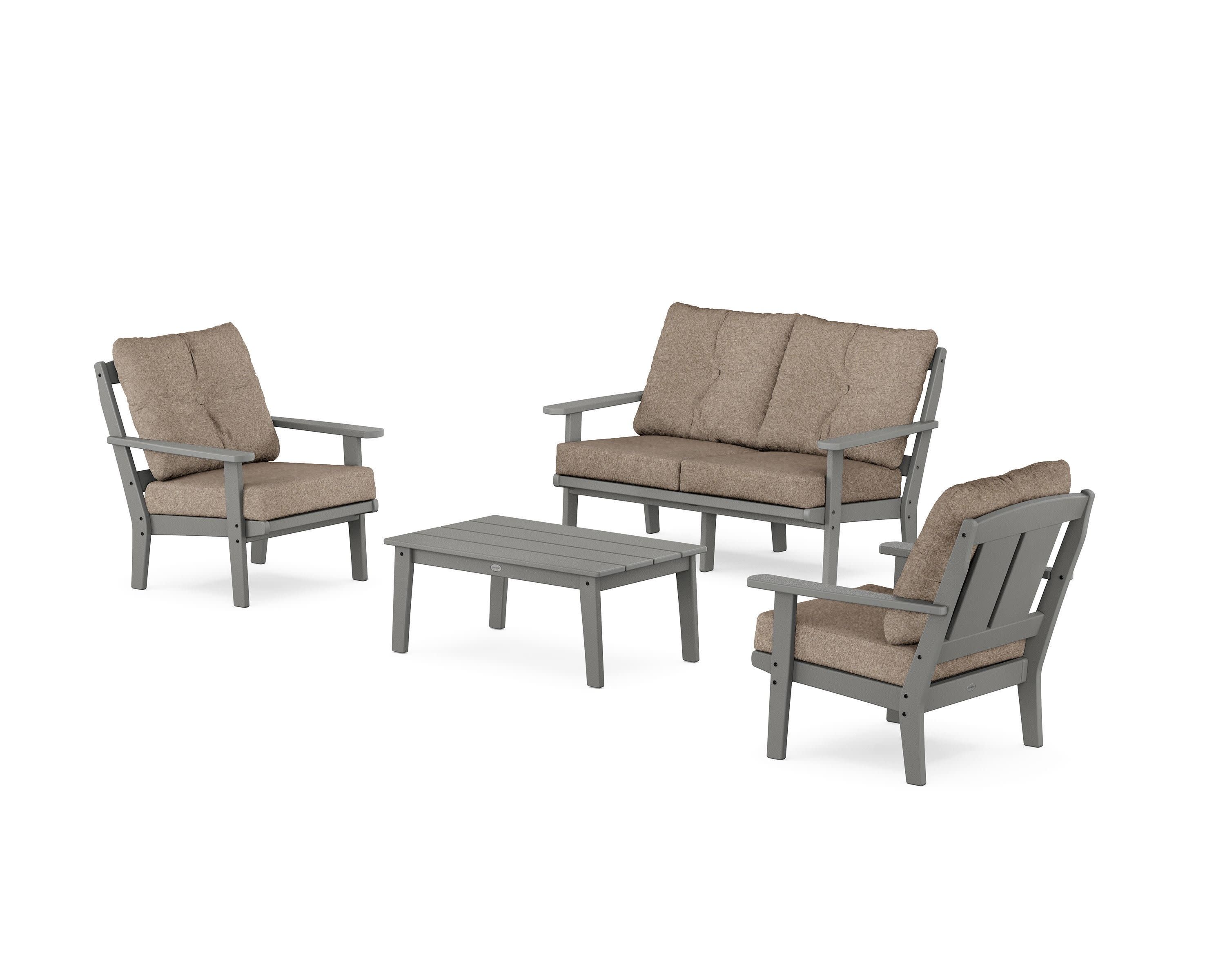 Mission 4-Piece Deep Seating Set with Loveseat in Slate Grey / Spiced Burlap