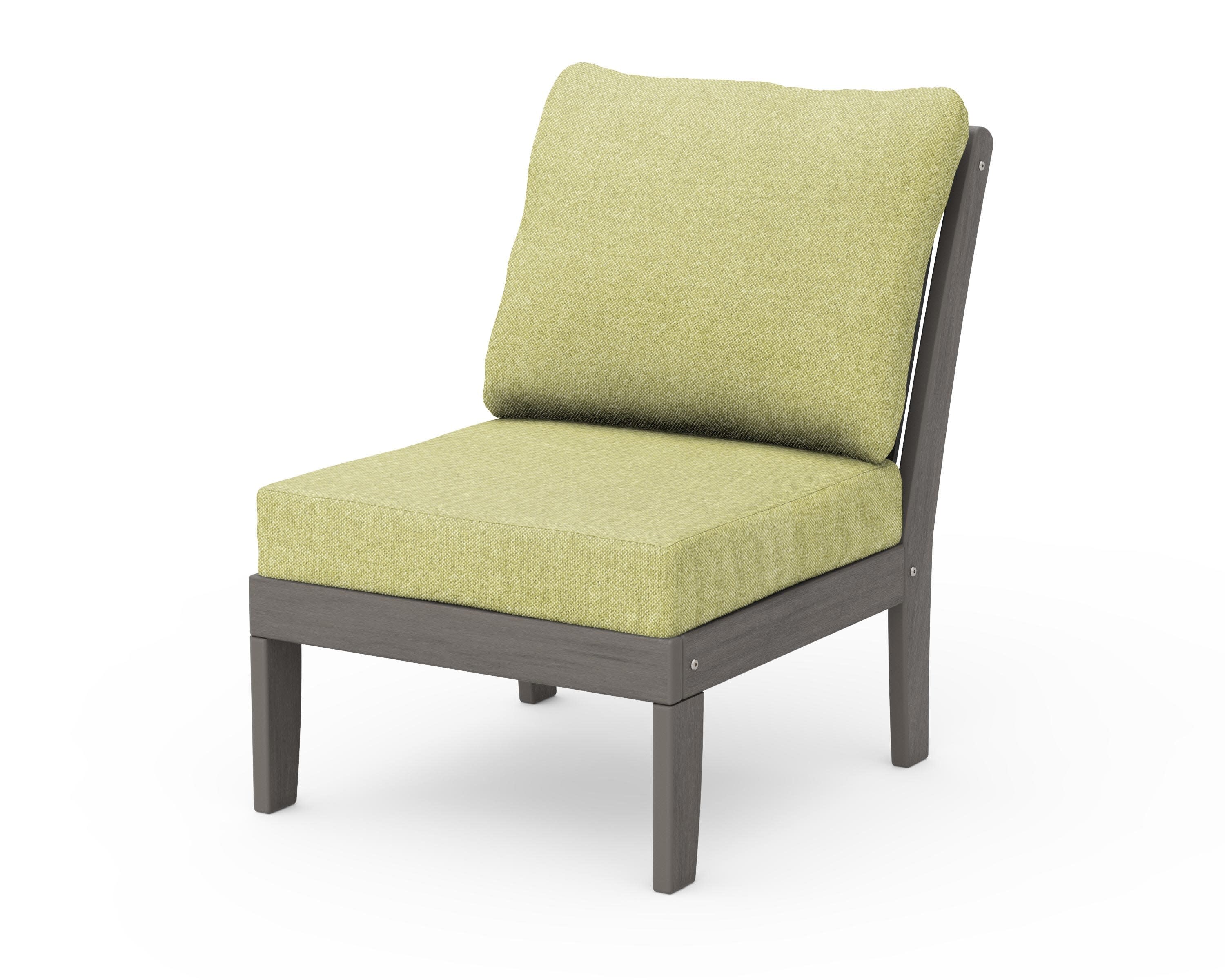 Braxton Modular Armless Chair in Driftwood / Chartreuse Boucle