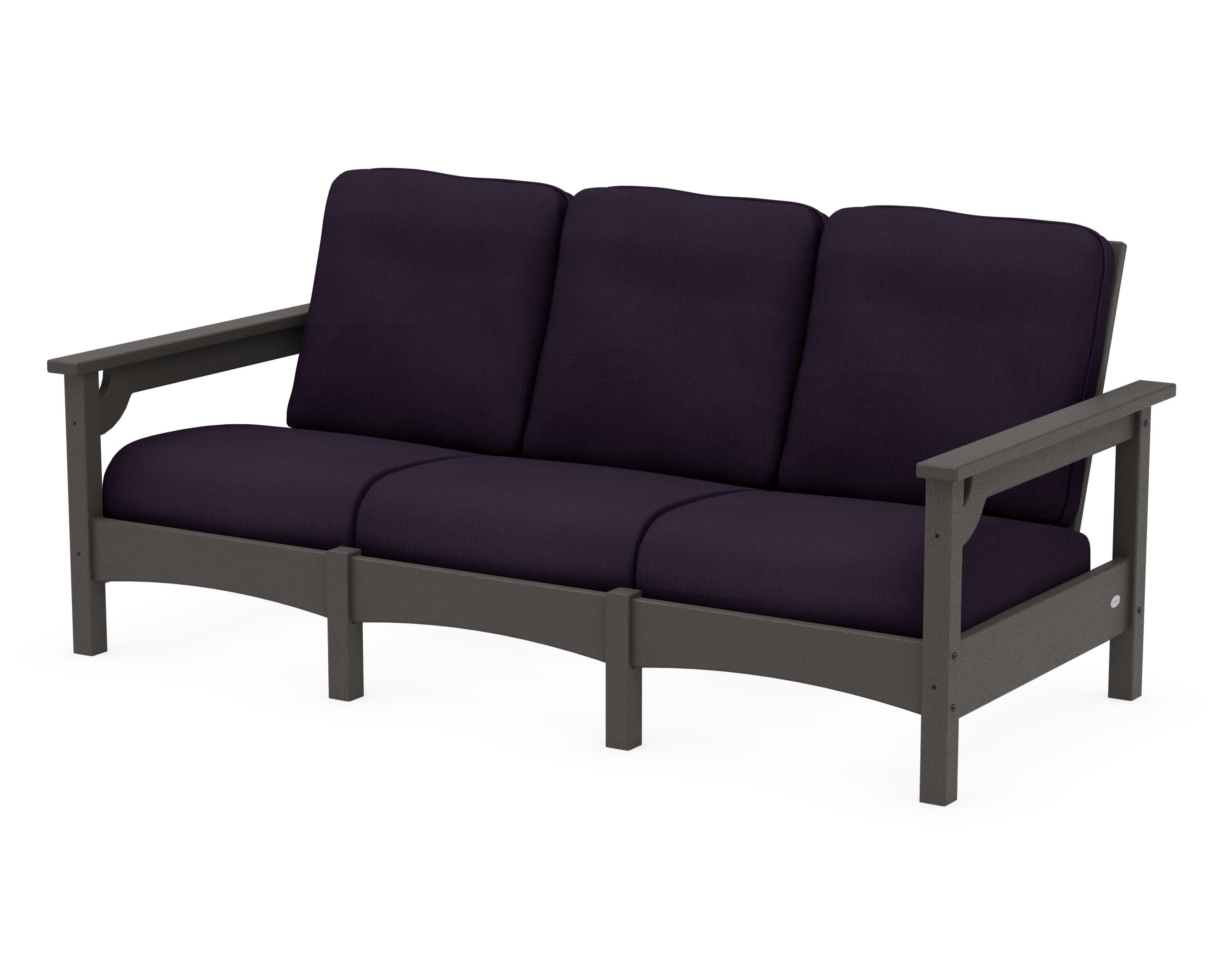 Club Sofa in Vintage Coffee / Navy Linen