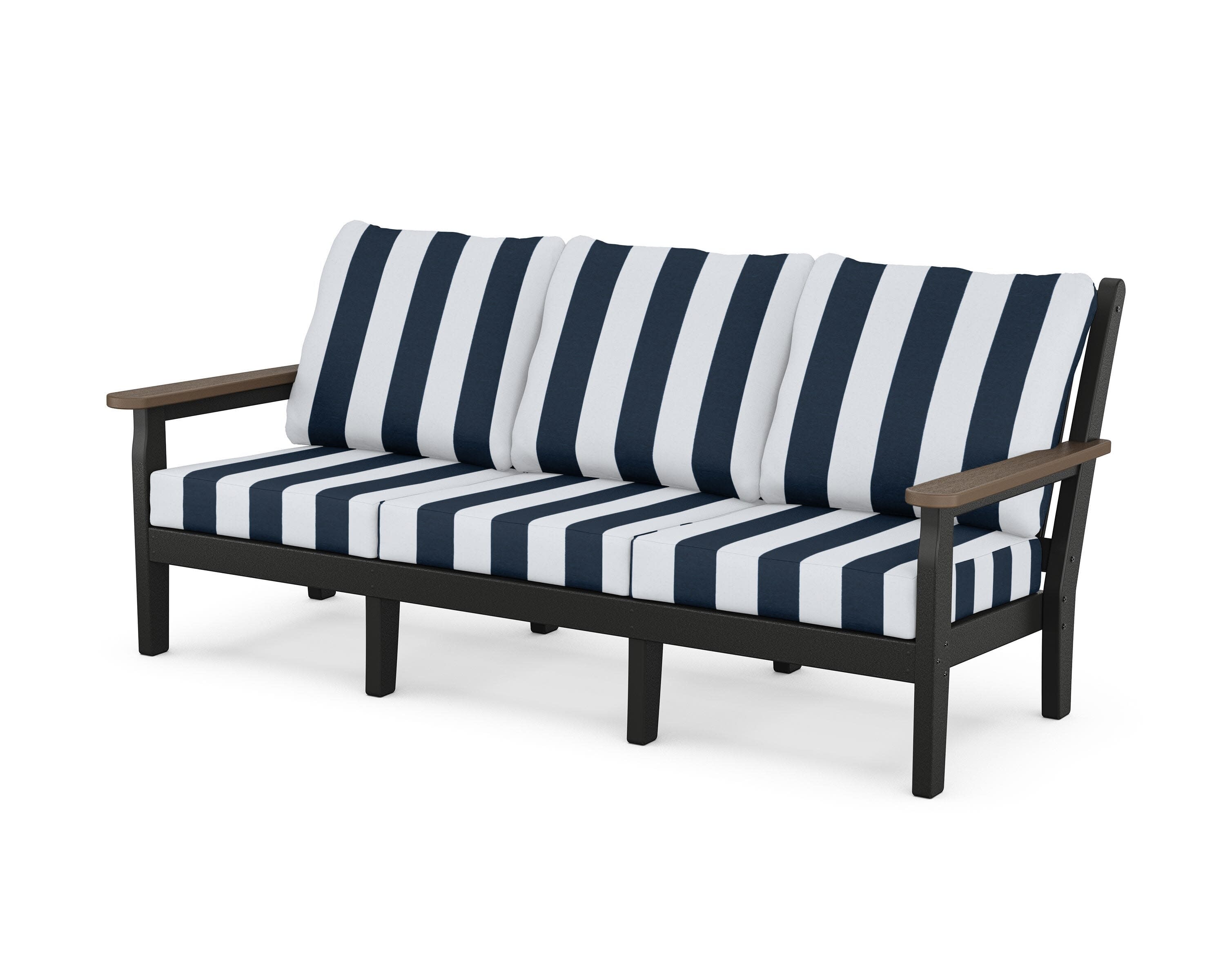 Chippendale Deep Seating Sofa in Black / Kona / Cabana Stripe Marine Indigo