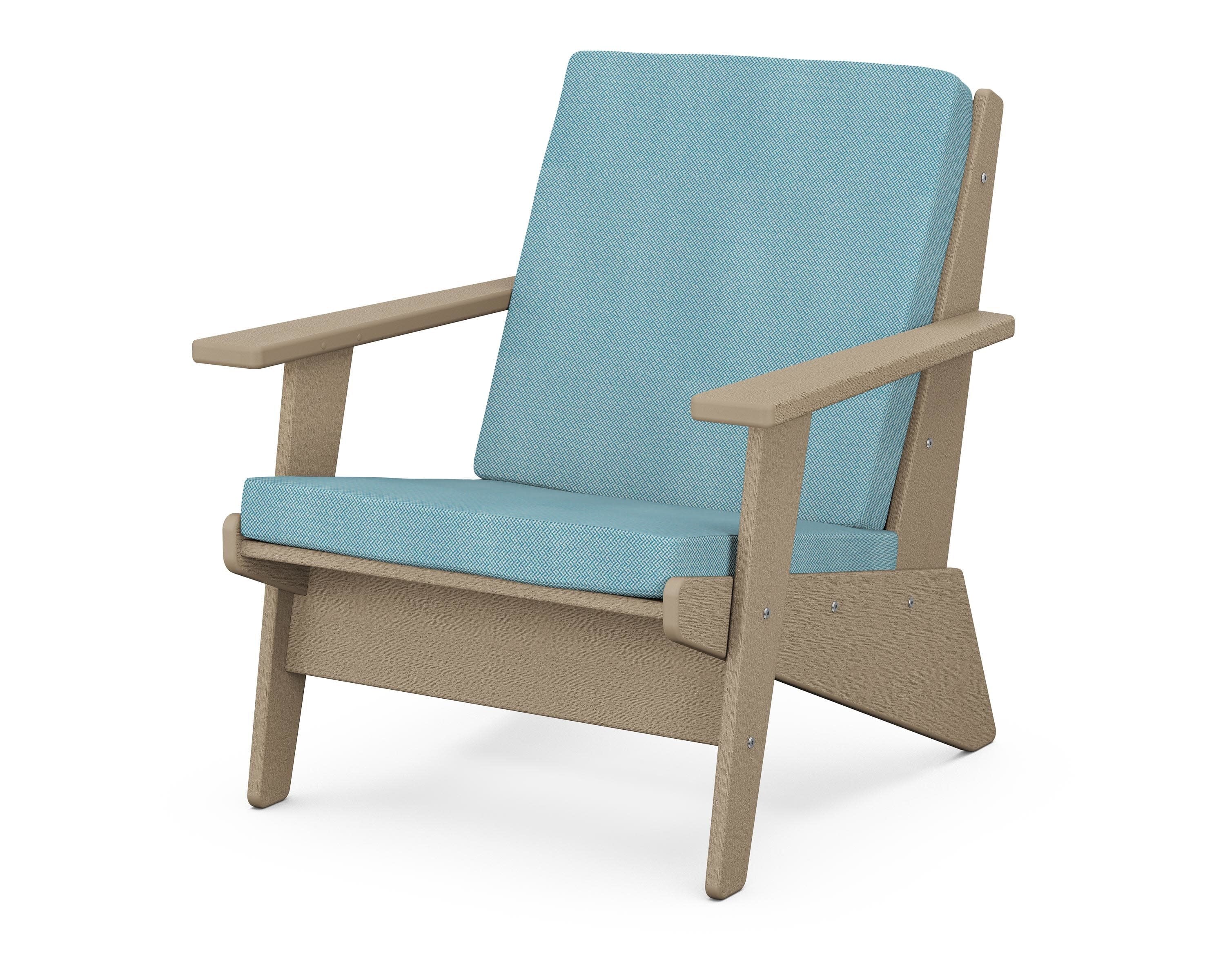 Riviera Modern Lounge Chair in Vintage Sahara / Lattice Sky Blue