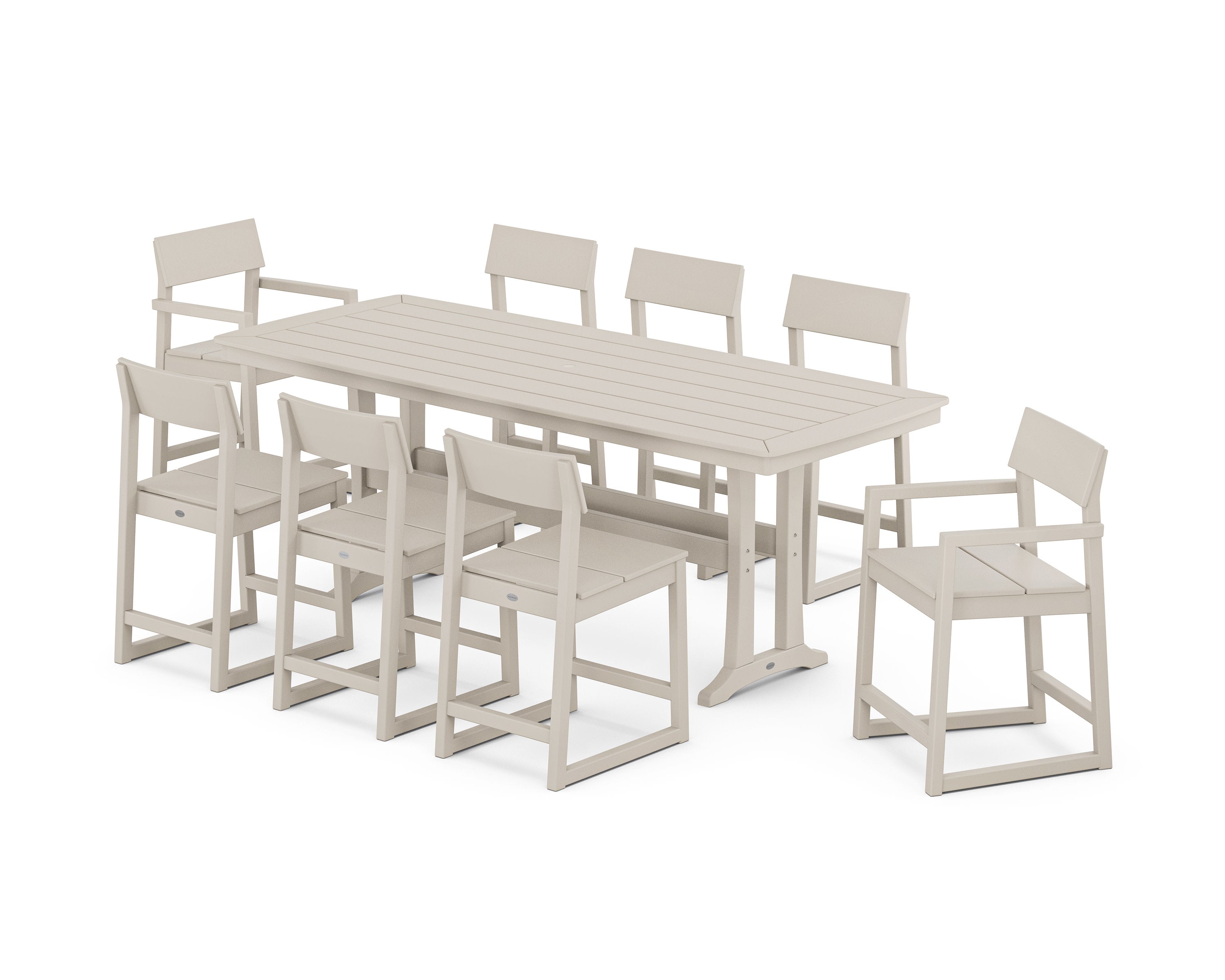 EDGE 9-Piece Counter Set with Trestle Legs in Sand