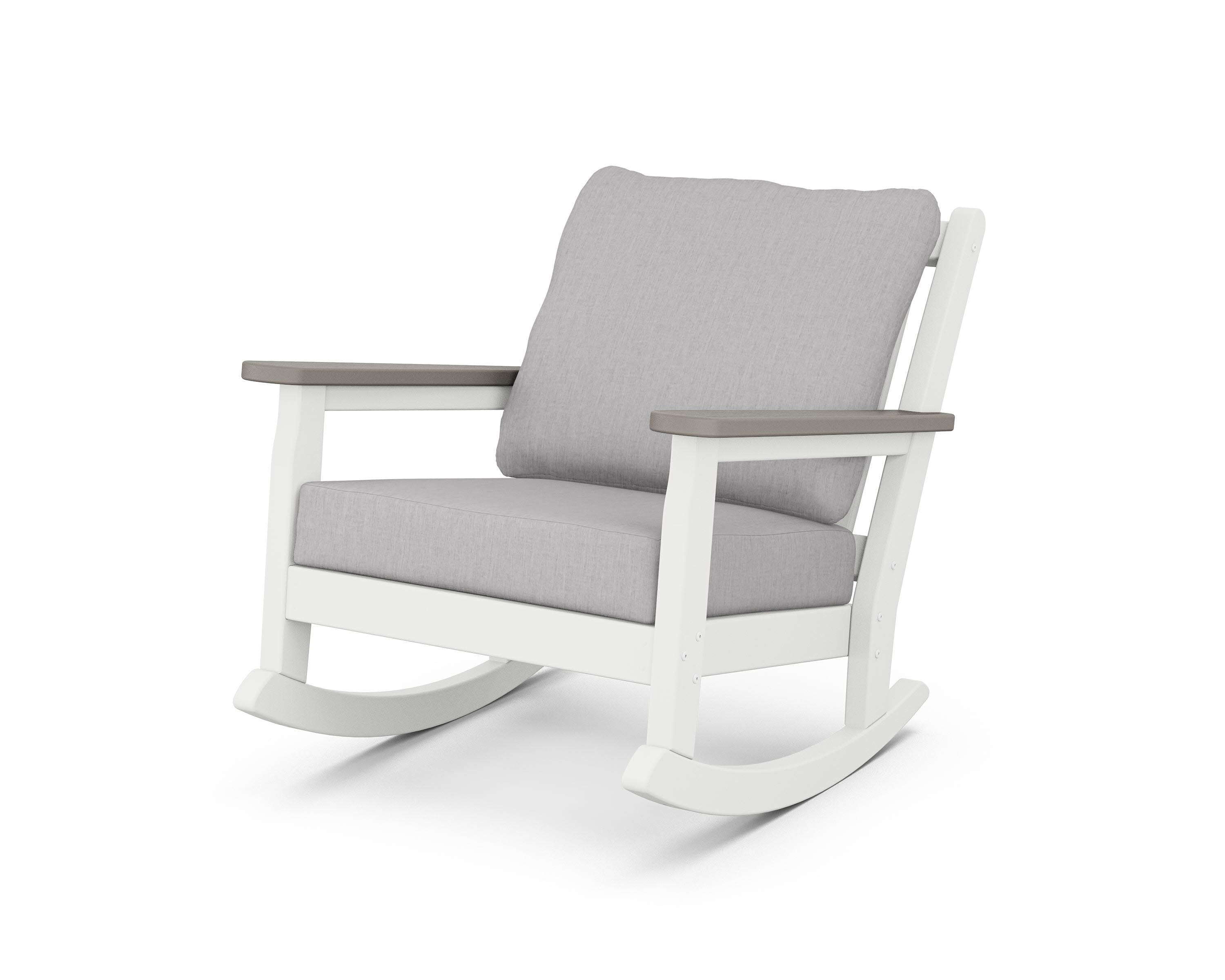 Chippendale Deep Seating Rocking Chair in White / Driftwood / Granite