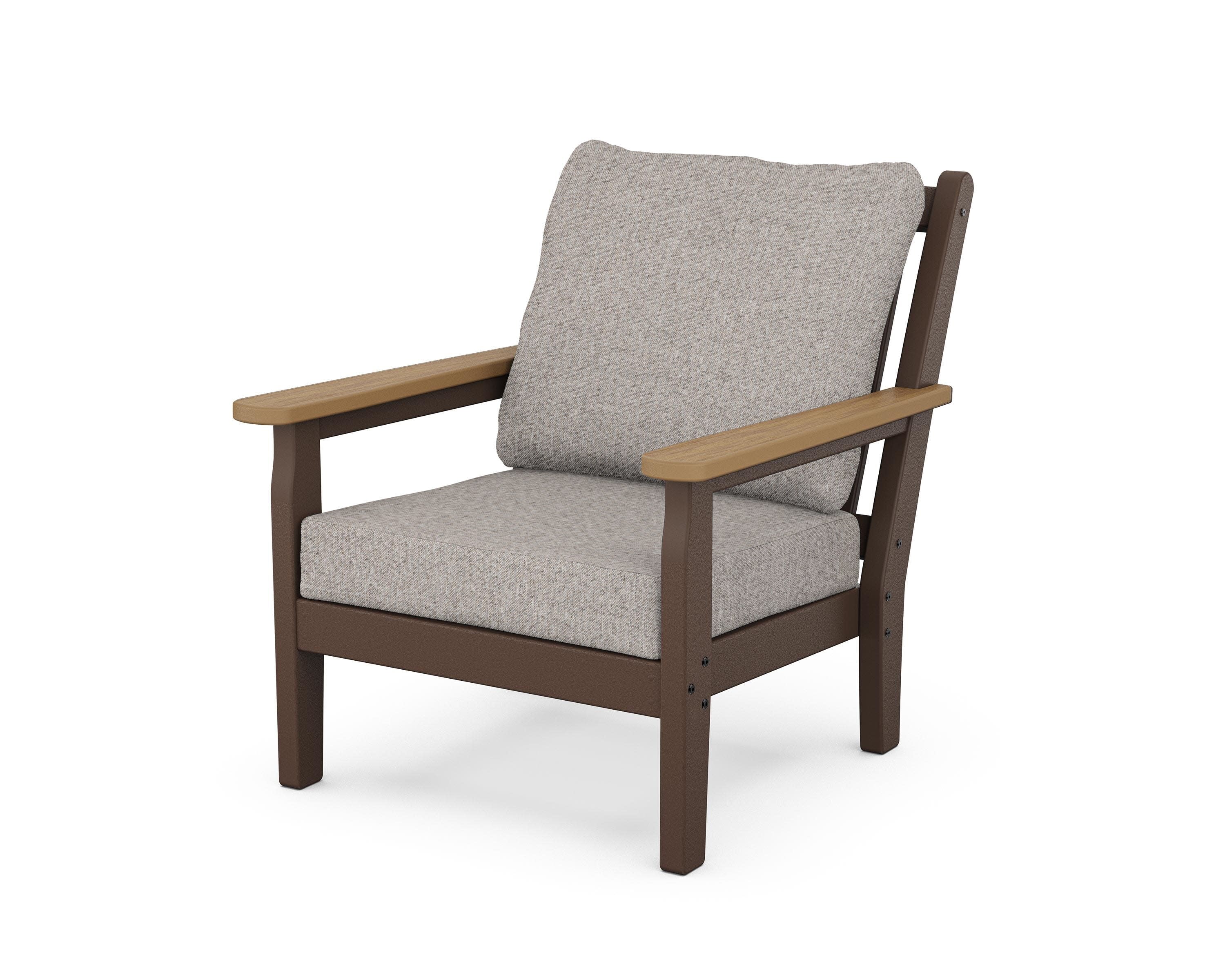 Chippendale Deep Seating Chair in Mahogany / Natural / Weathered Tweed