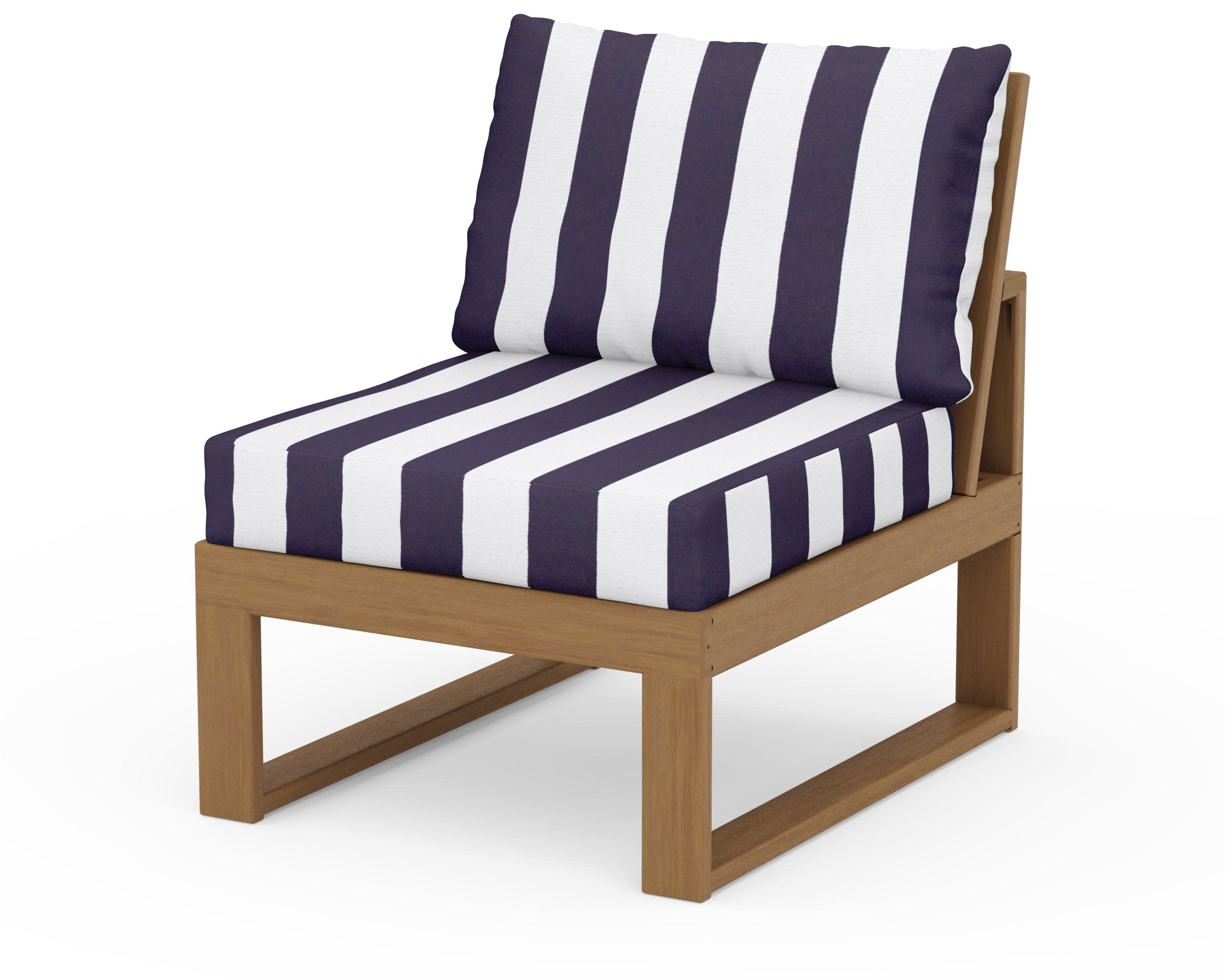 Modular Armless Chair in Natural / Cabana Stripe Navy