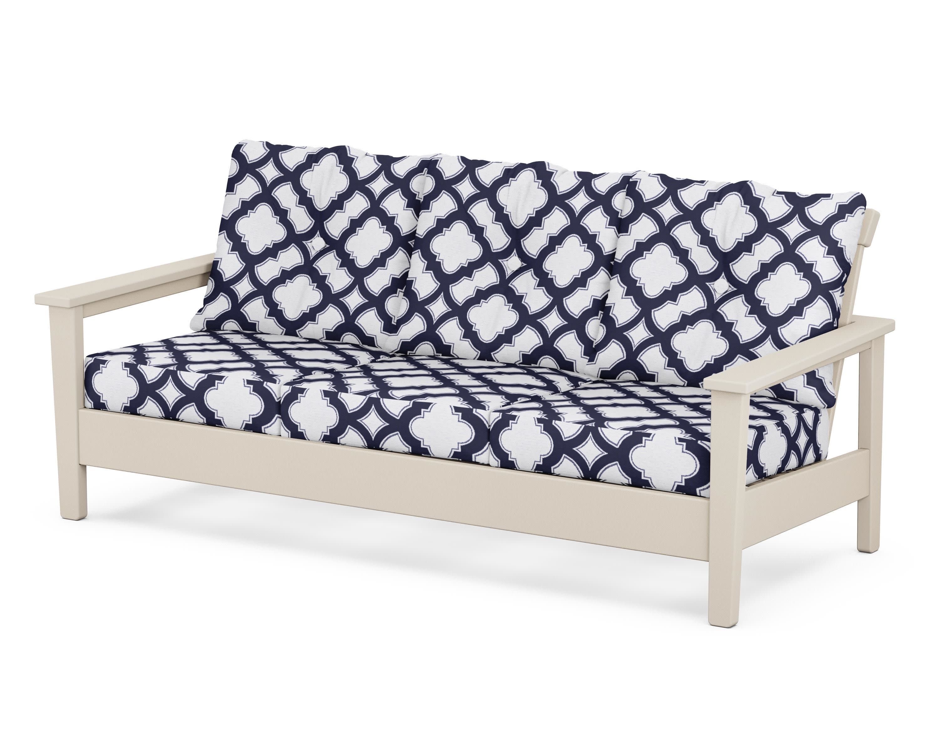 Prescott Deep Seating Sofa in Sand / Trellis Navy