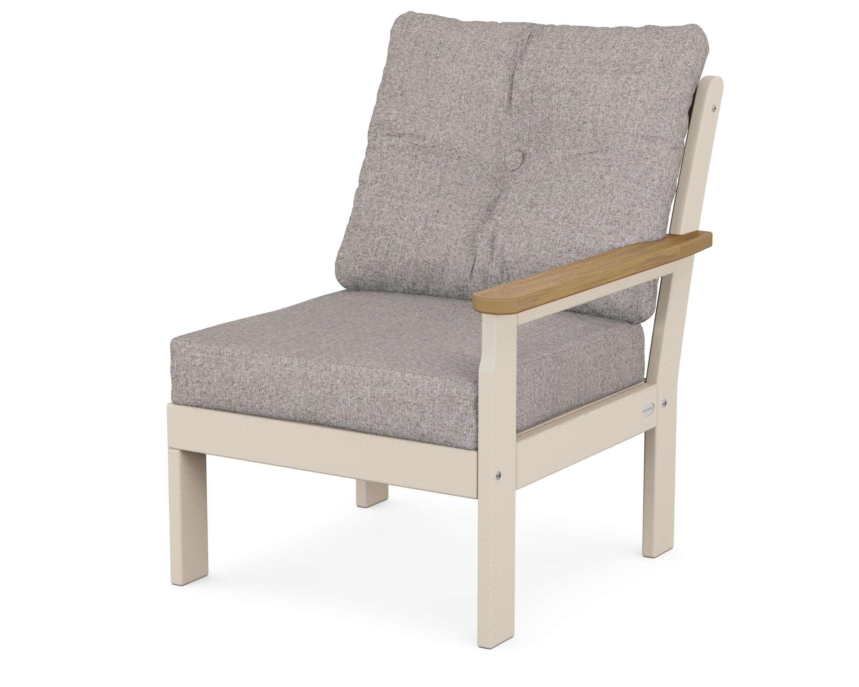 Vineyard Modular Right Arm Chair in Sand / Natural / Weathered Tweed