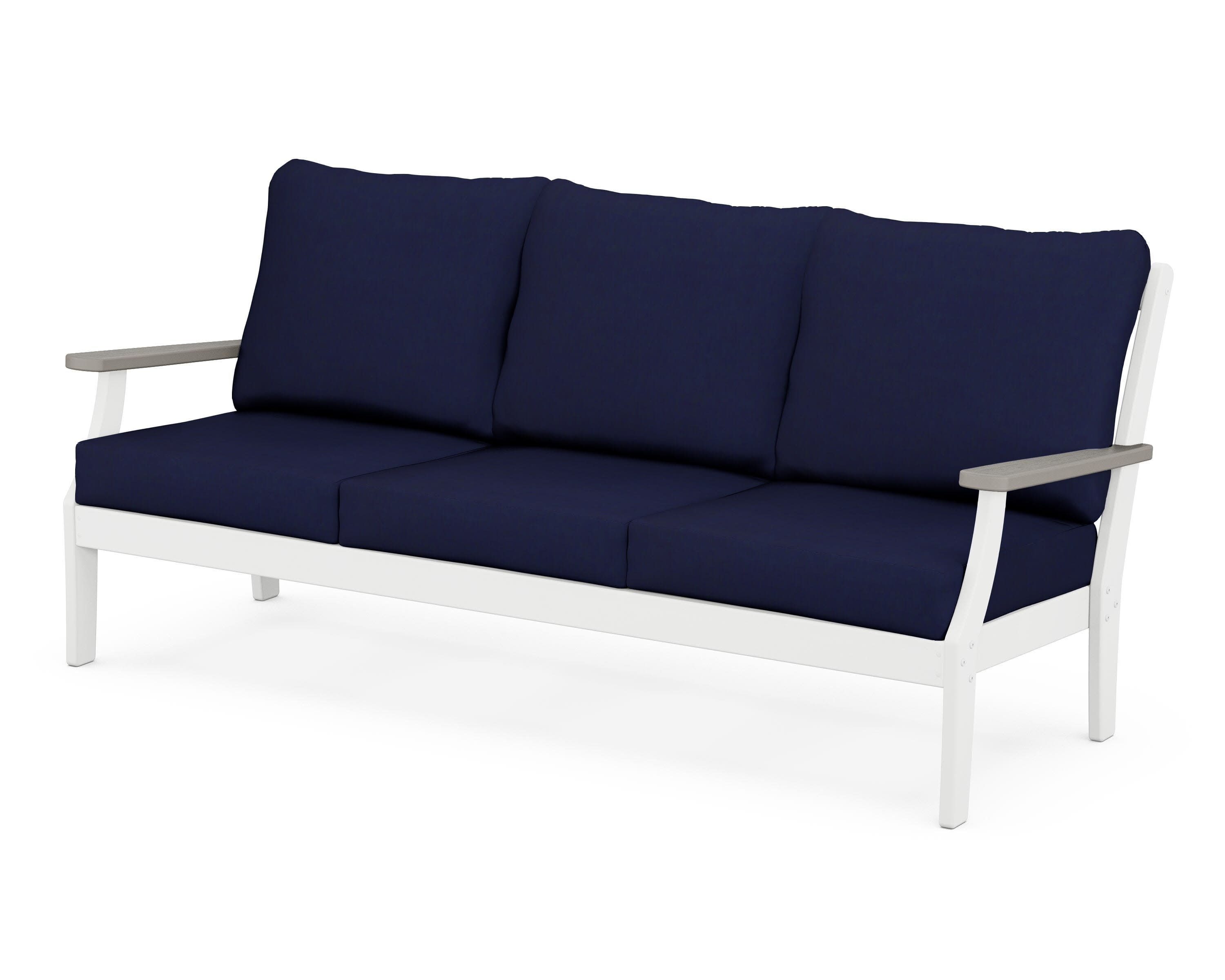 Braxton Deep Seating Sofa in White / Driftwood / Navy