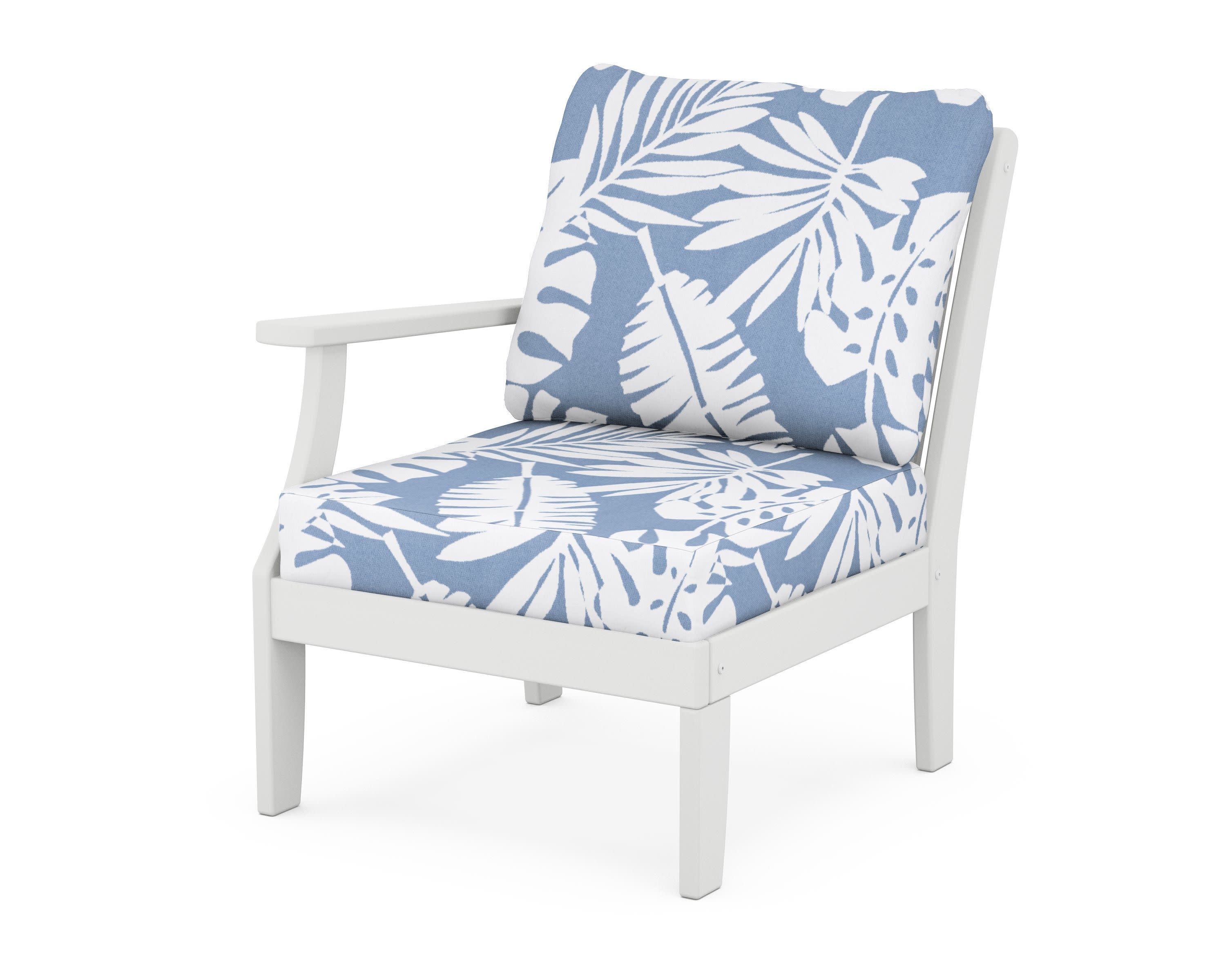 Braxton Modular Left Arm Chair in White / Leaf Sky Blue