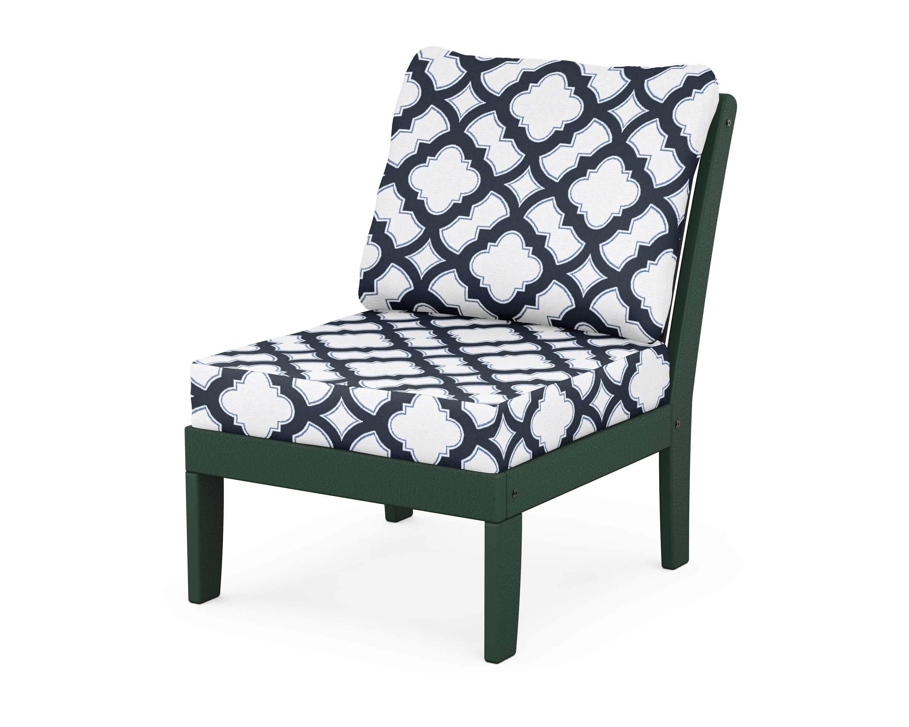 Braxton Modular Armless Chair in Green / Trellis Marine Indigo