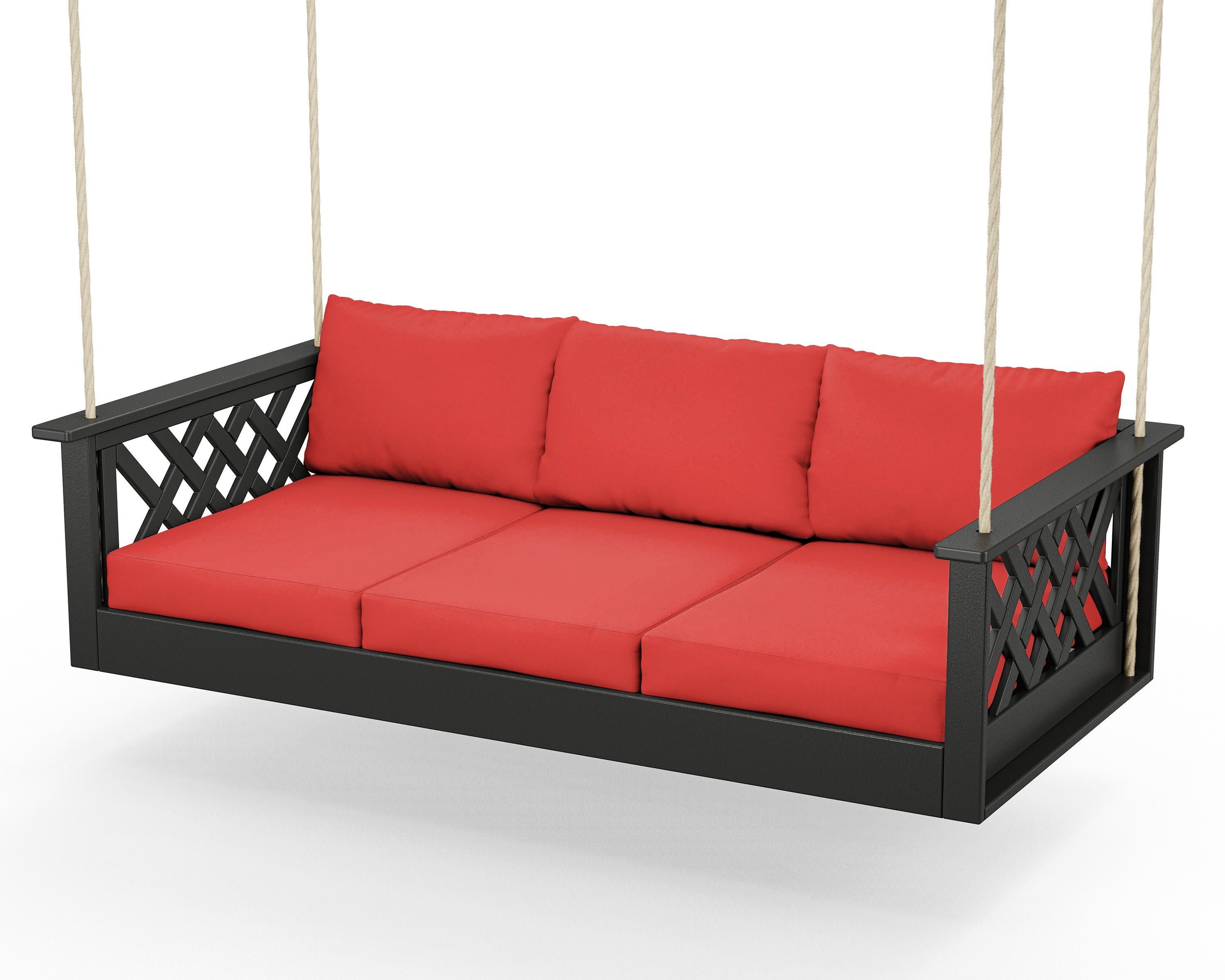 Wovendale Daybed Swing in Black / Crimson Linen
