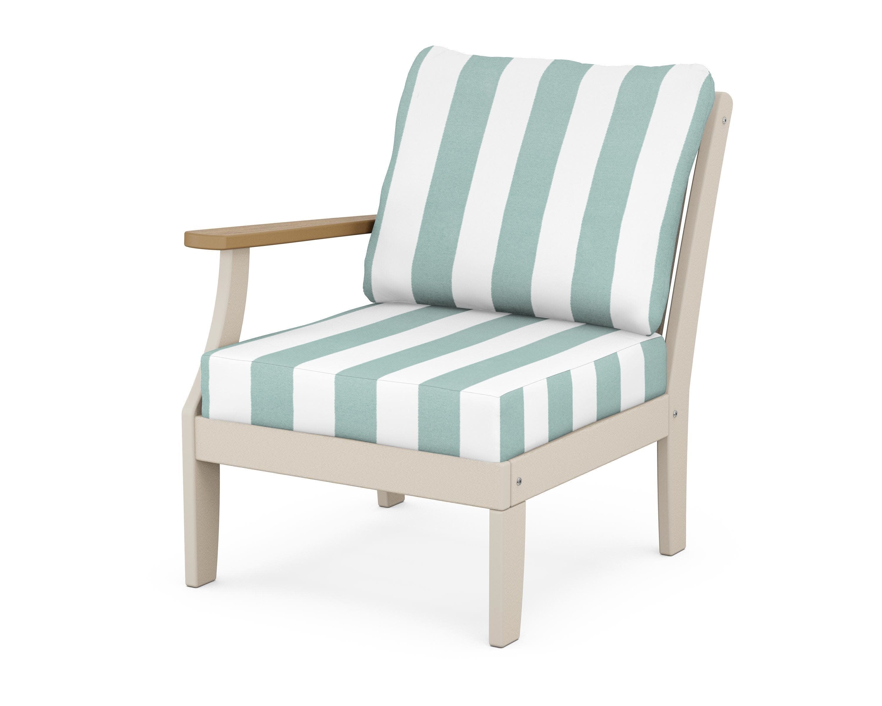 Braxton Modular Left Arm Chair in Sand / Natural / Cabana Stripe Glacier Spa