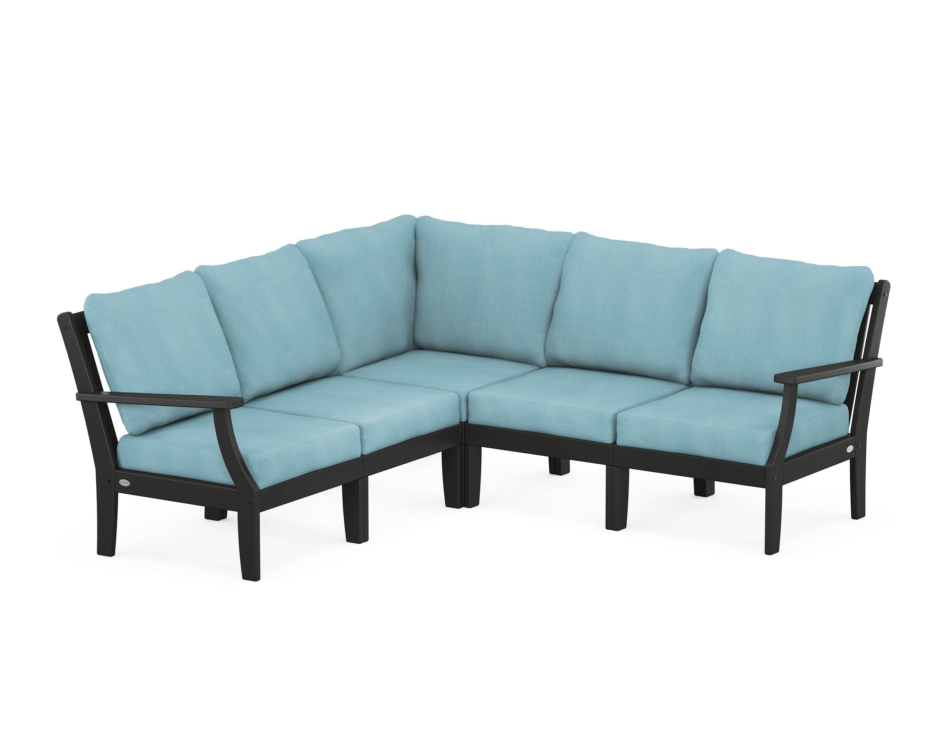 Braxton Modular 5-Piece Deep Seating Set in Black / Lattice Sky Blue