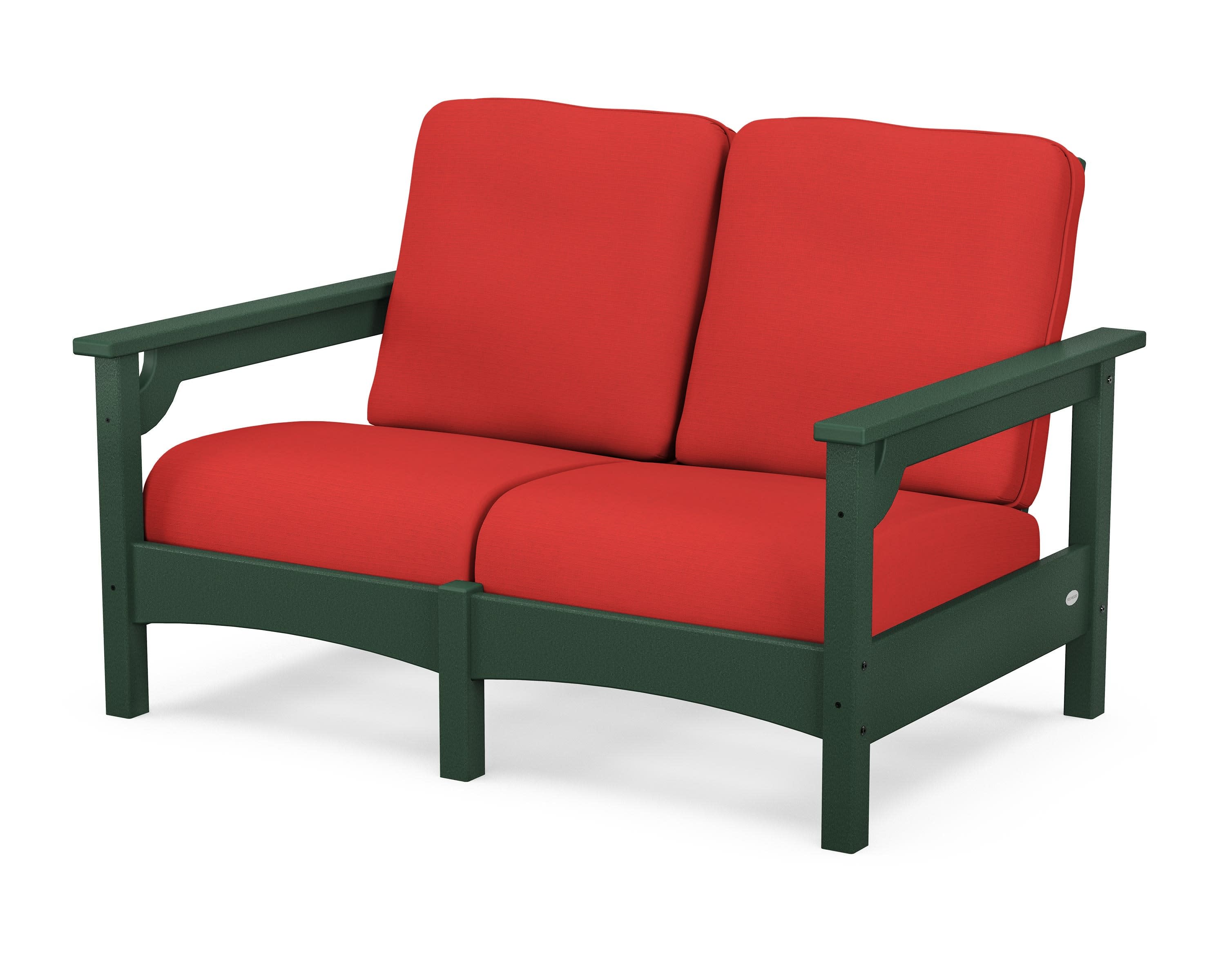 Club Loveseat in Green / Crimson Linen