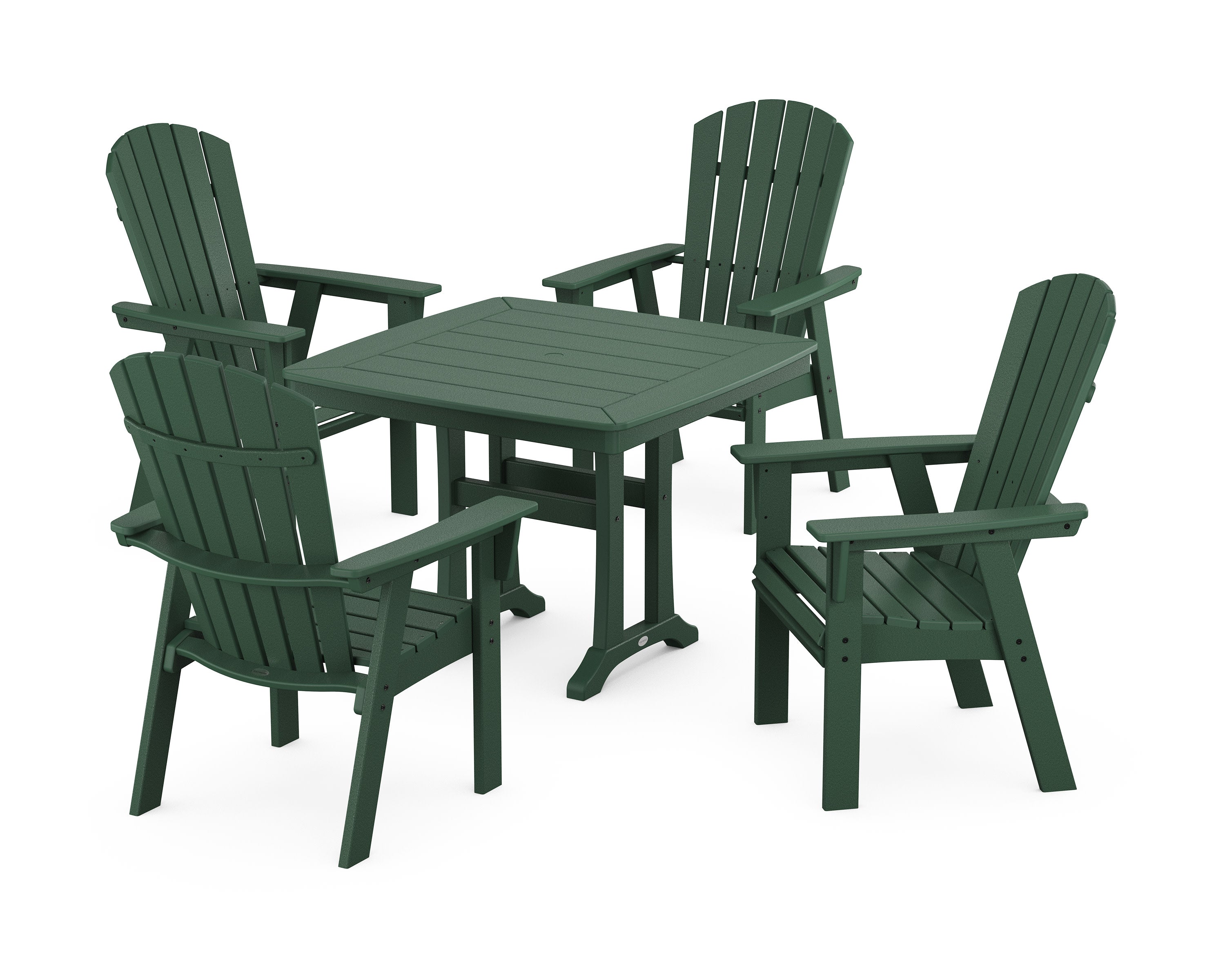 Nautical Adirondack 5-Piece Dining Set with Trestle Legs in Green