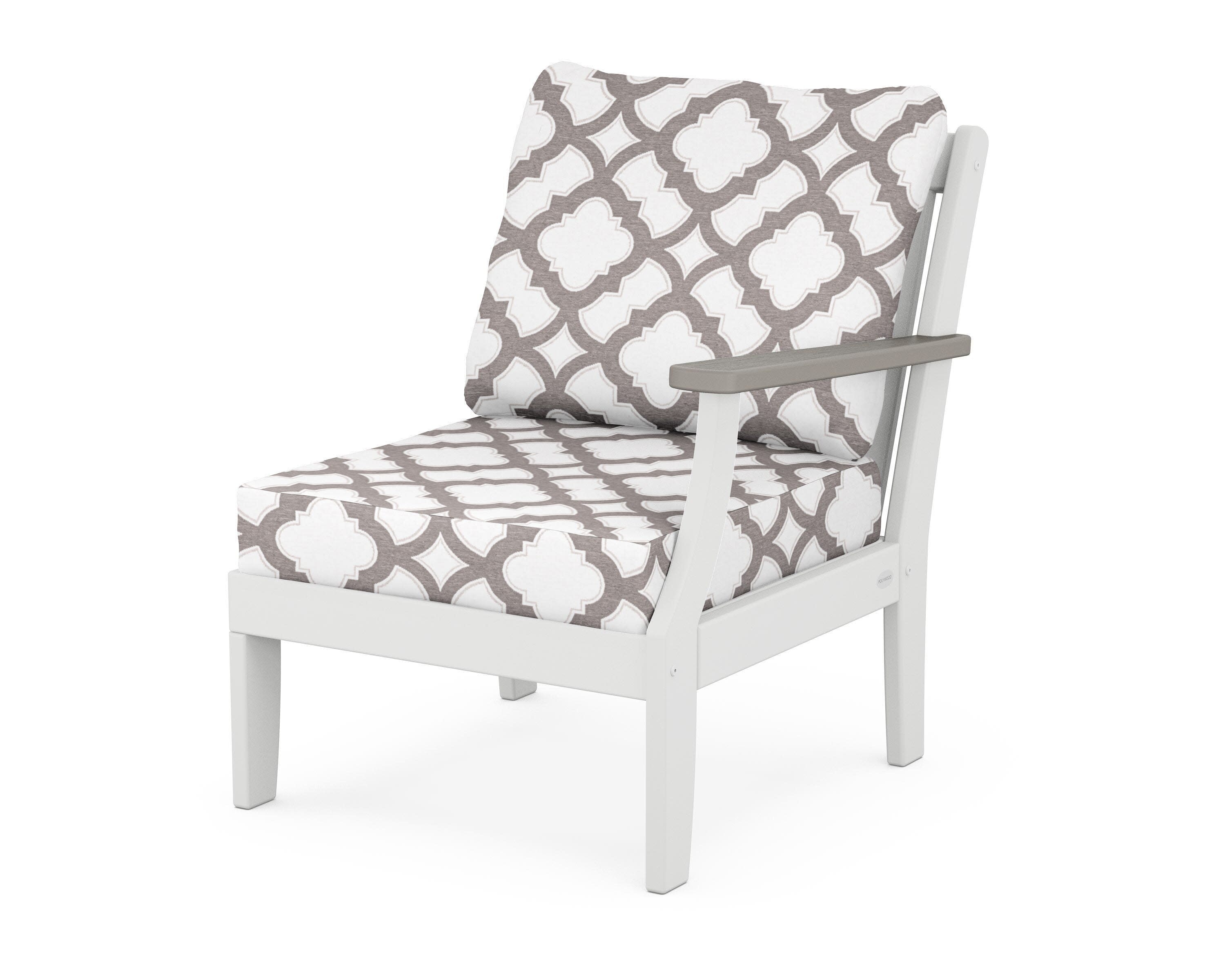 Braxton Modular Right Arm Chair in White / Driftwood / Trellis Grey Mist