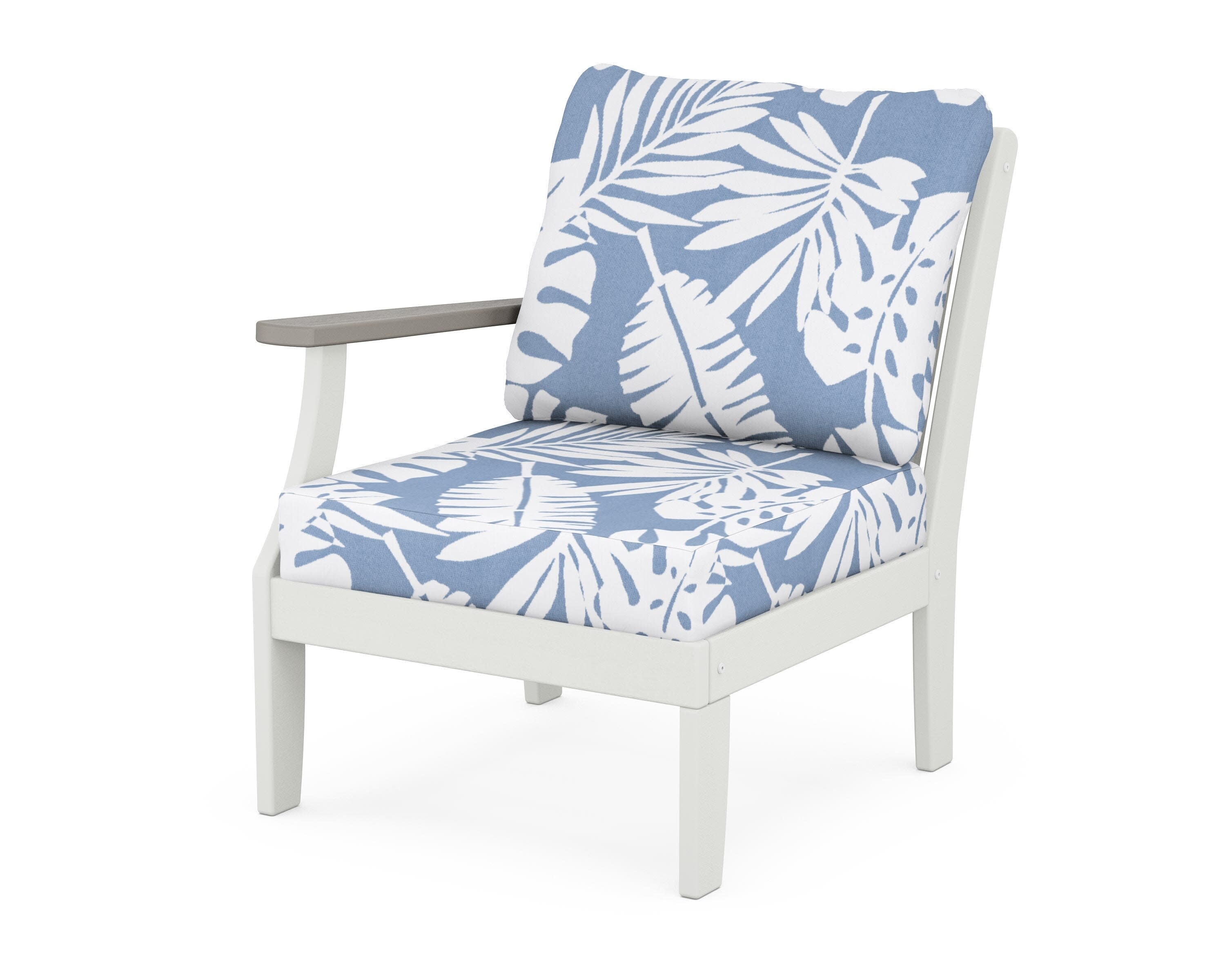 Braxton Modular Left Arm Chair in White / Driftwood / Leaf Sky Blue