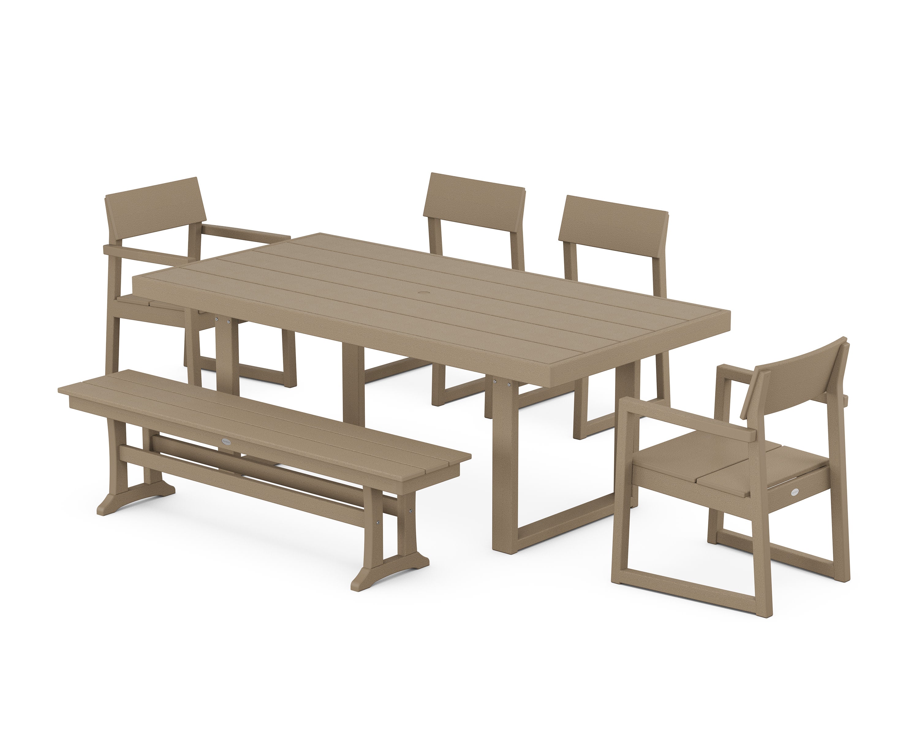 EDGE 6-Piece Dining Set with Bench in Vintage Sahara