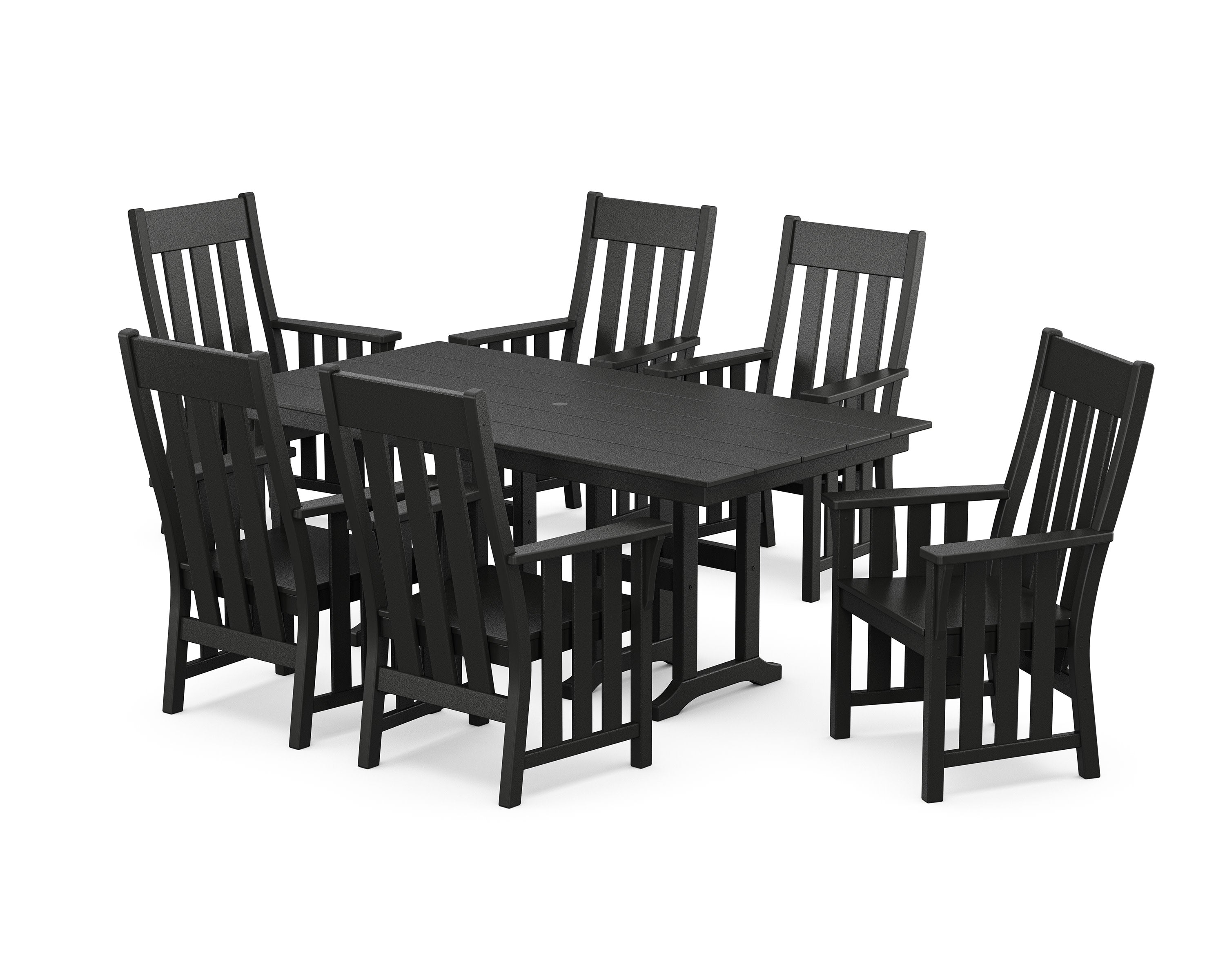 Acadia Arm Chair 7-Piece Farmhouse Dining Set in Black
