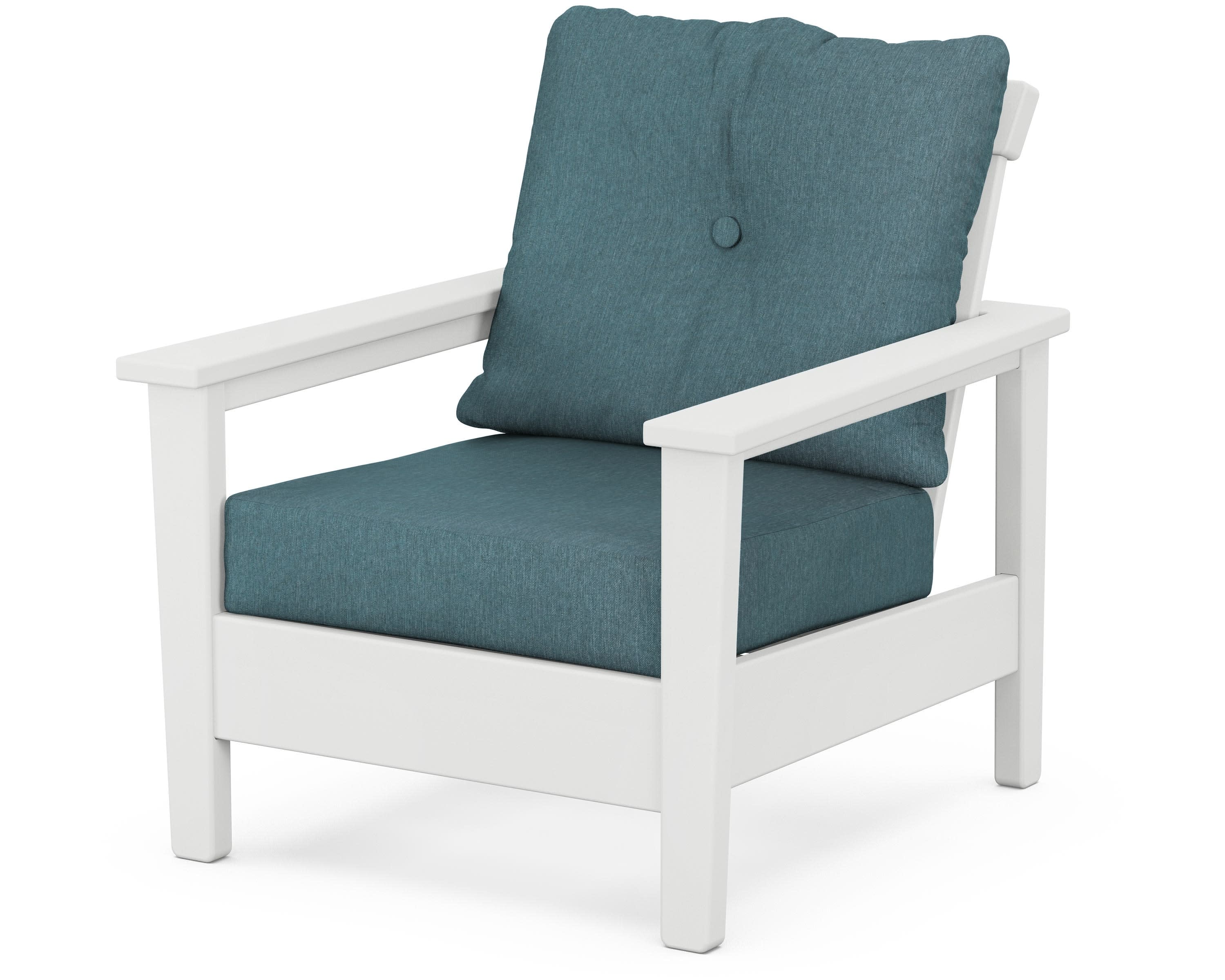 Prescott Deep Seating Chair in White / Ocean Teal