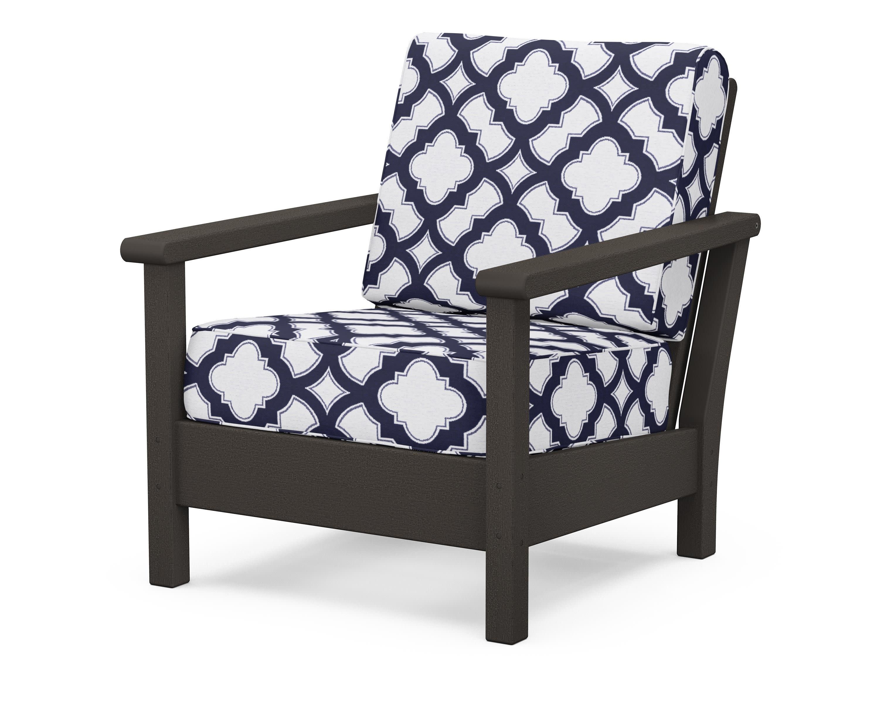 Harbour Deep Seating Chair in Vintage Coffee / Trellis Navy