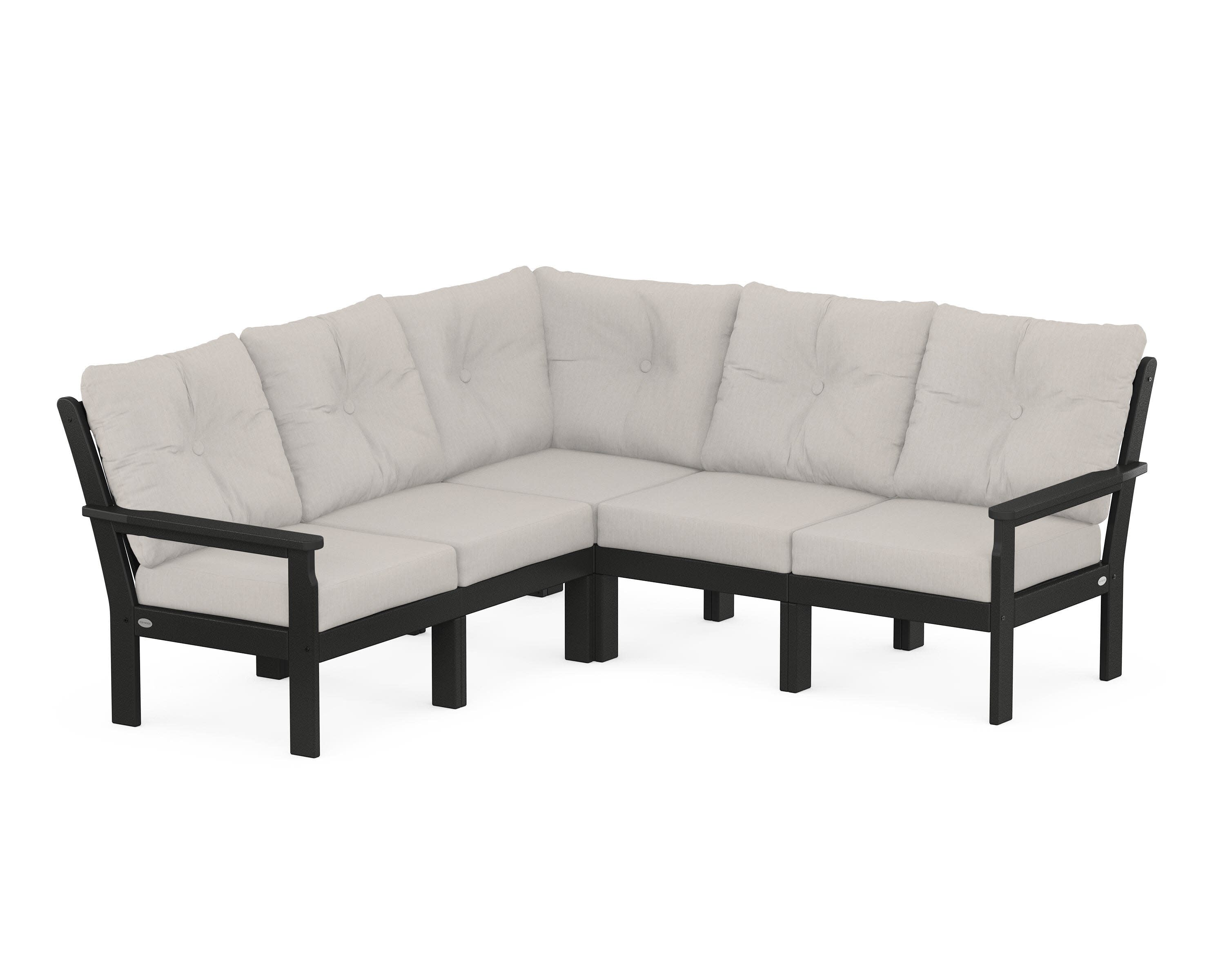 Vineyard 5-Piece Sectional in Black / Cast Ash