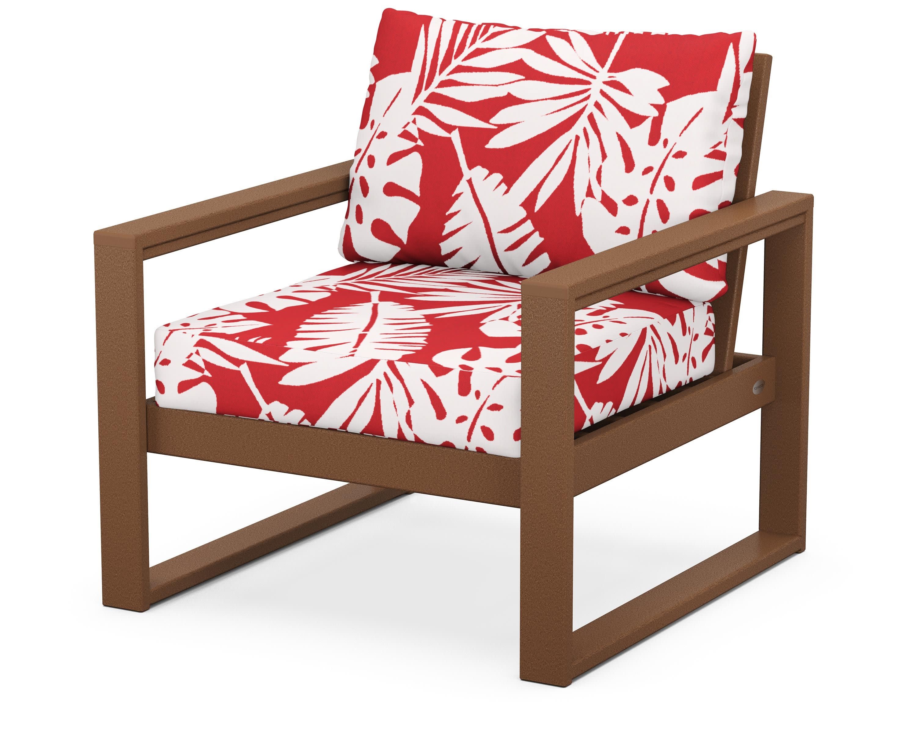 EDGE Club Chair in Teak / Leaf Crimson