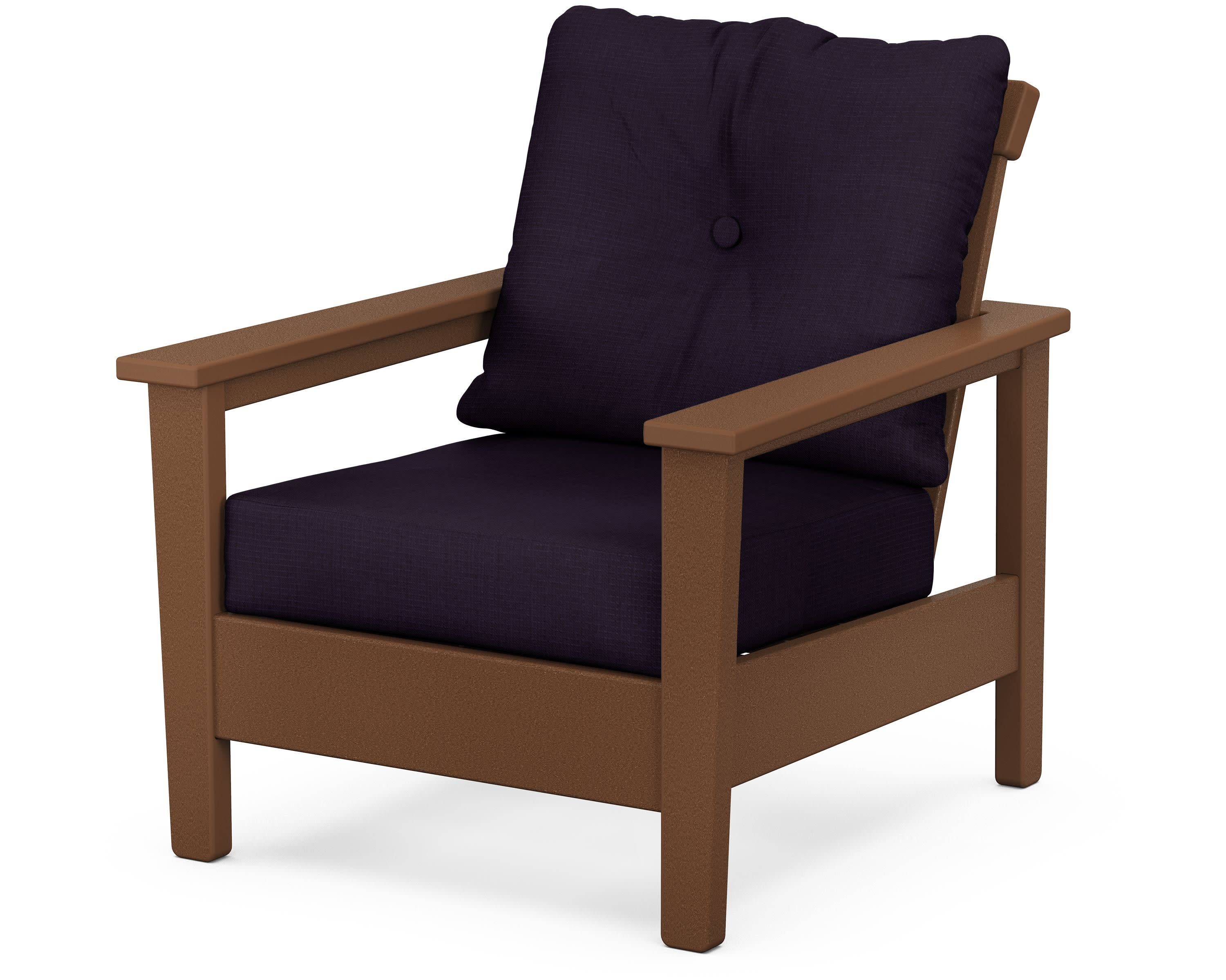Prescott Deep Seating Chair in Teak / Navy Linen