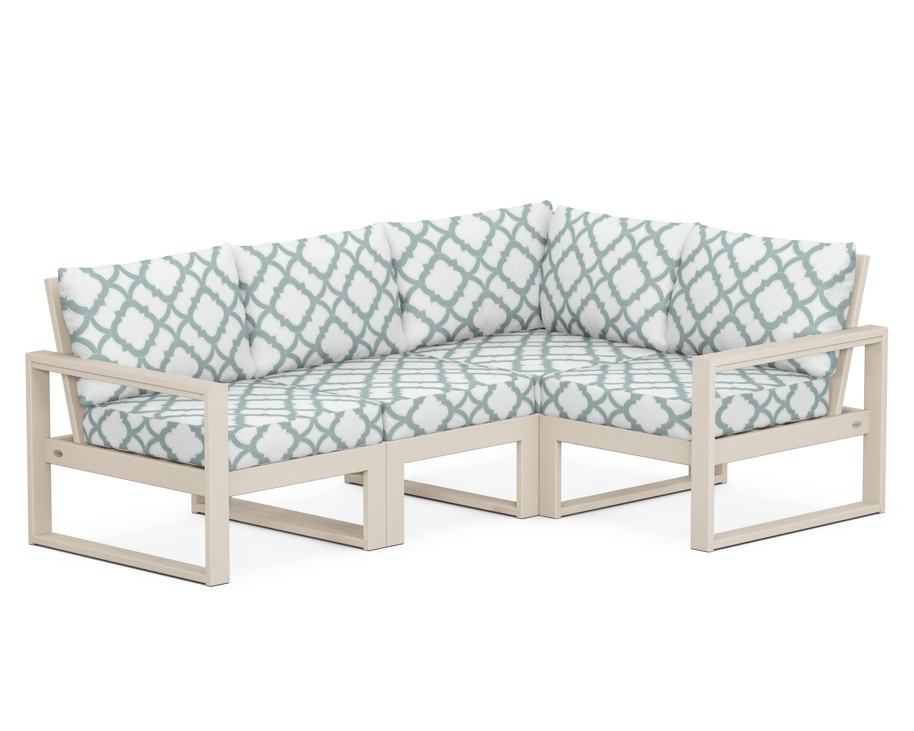 EDGE 4-Piece Modular Deep Seating Set in Sand / Trellis Glacier Spa