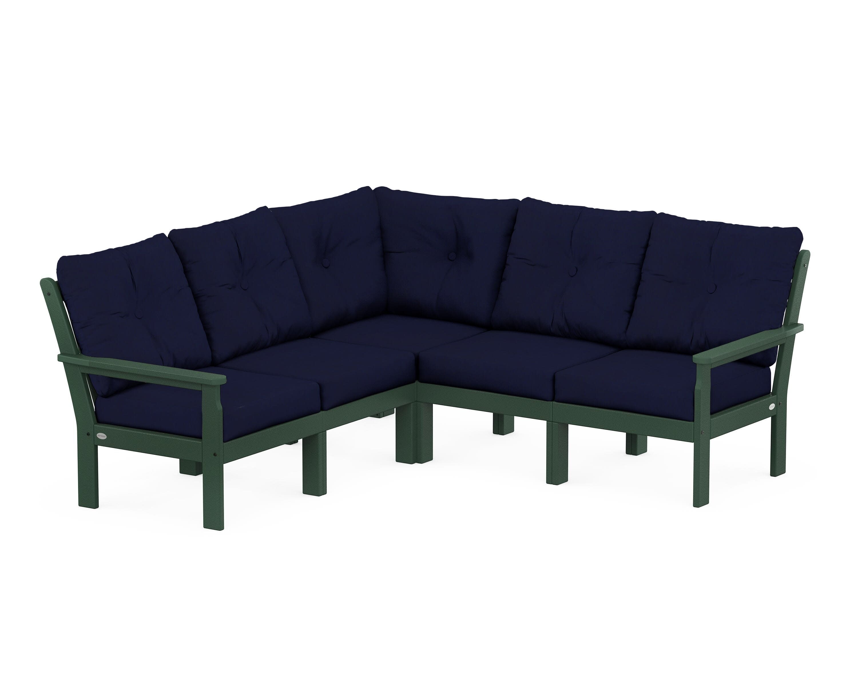 Vineyard 5-Piece Sectional in Green / Navy