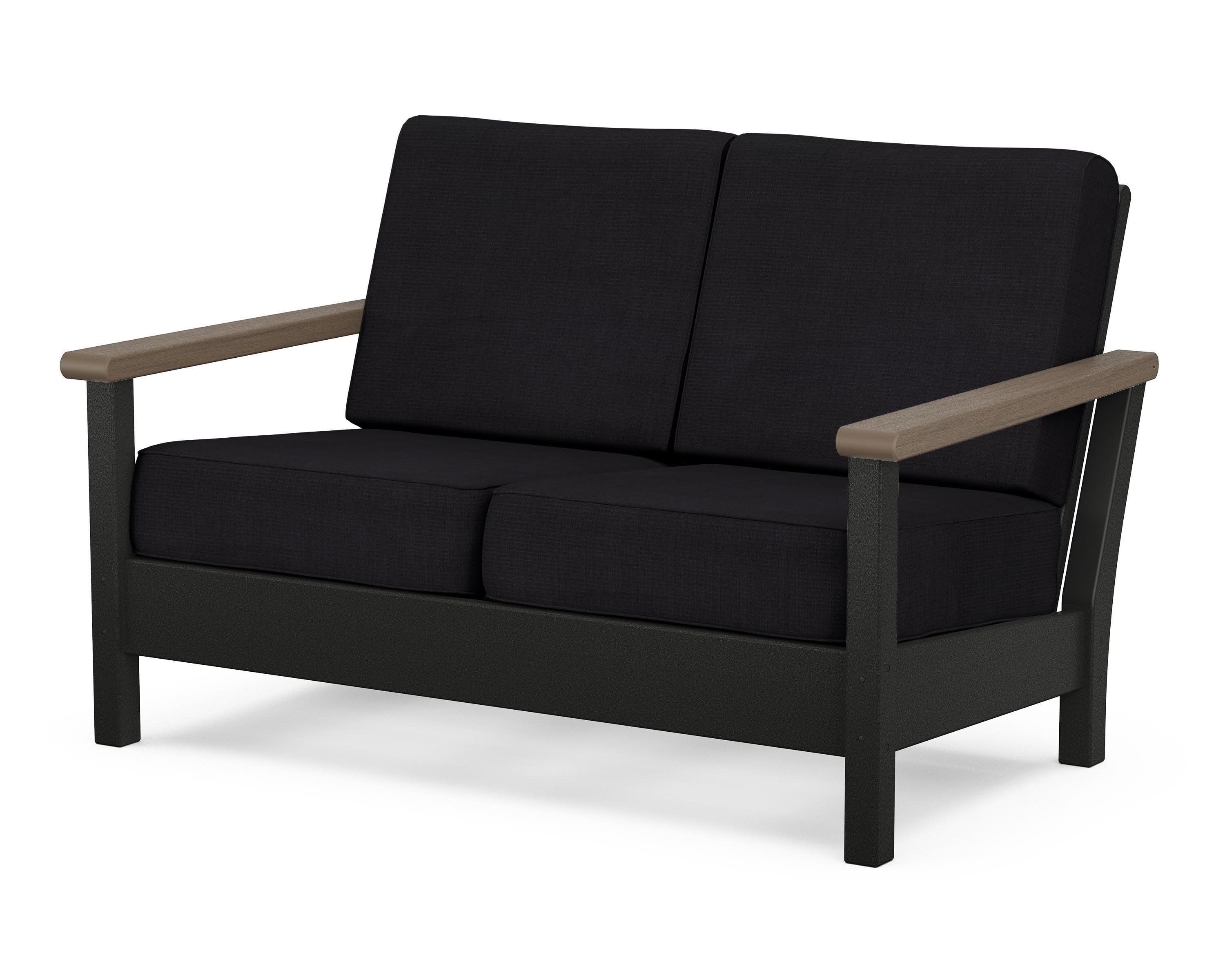 Harbour Deep Seating Loveseat in Black / Kona / Midnight Linen