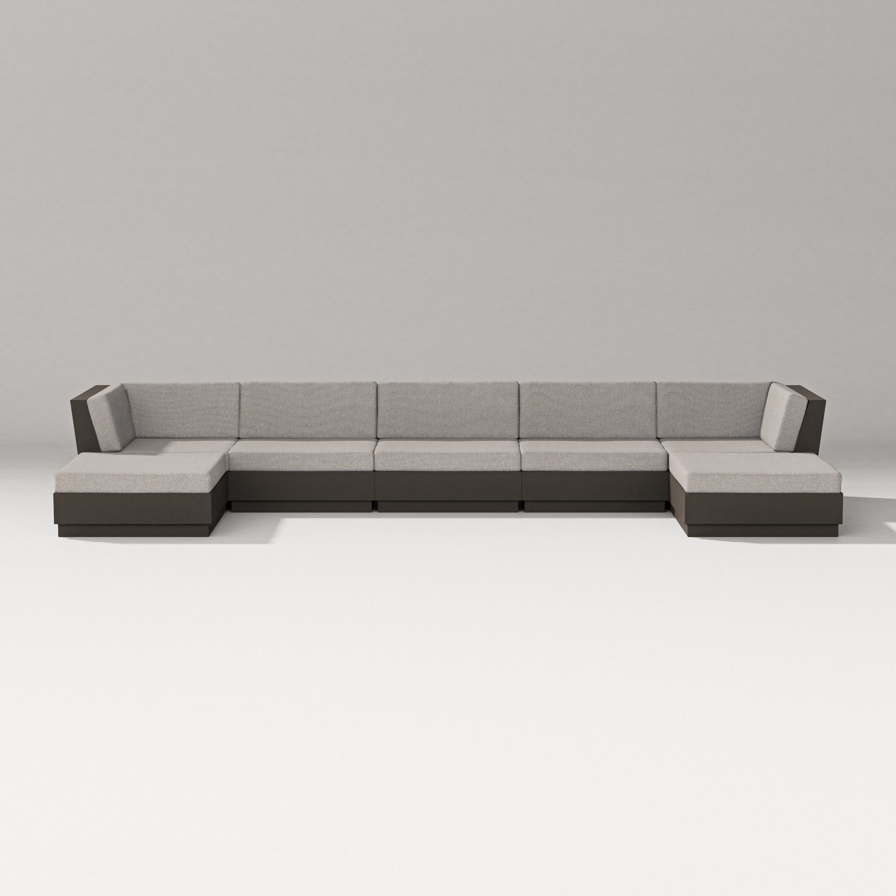 Elevate 7-Piece Double Chaise Sectional in Vintage Coffee / Weathered Tweed
