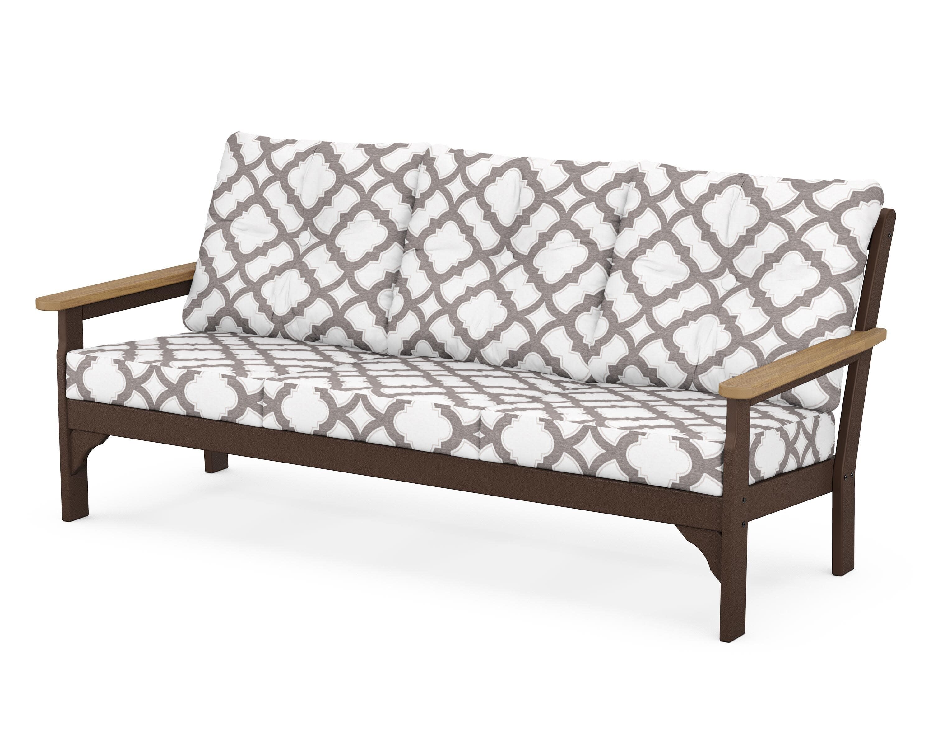 Vineyard Deep Seating Sofa in Mahogany / Natural / Trellis Grey Mist