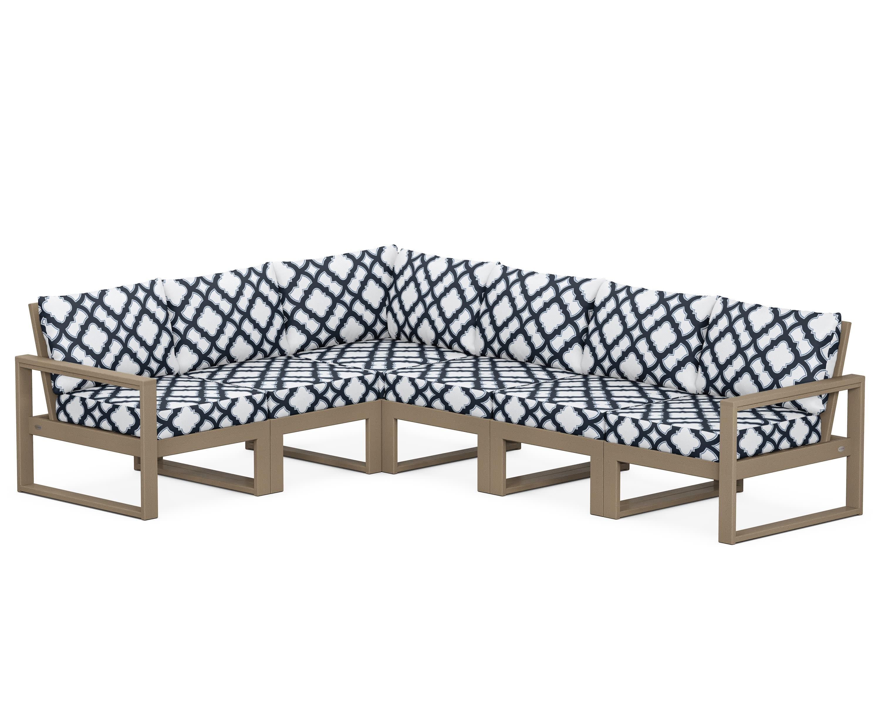 EDGE 6-Piece Modular Deep Seating Set in Vintage Sahara / Trellis Marine Indigo