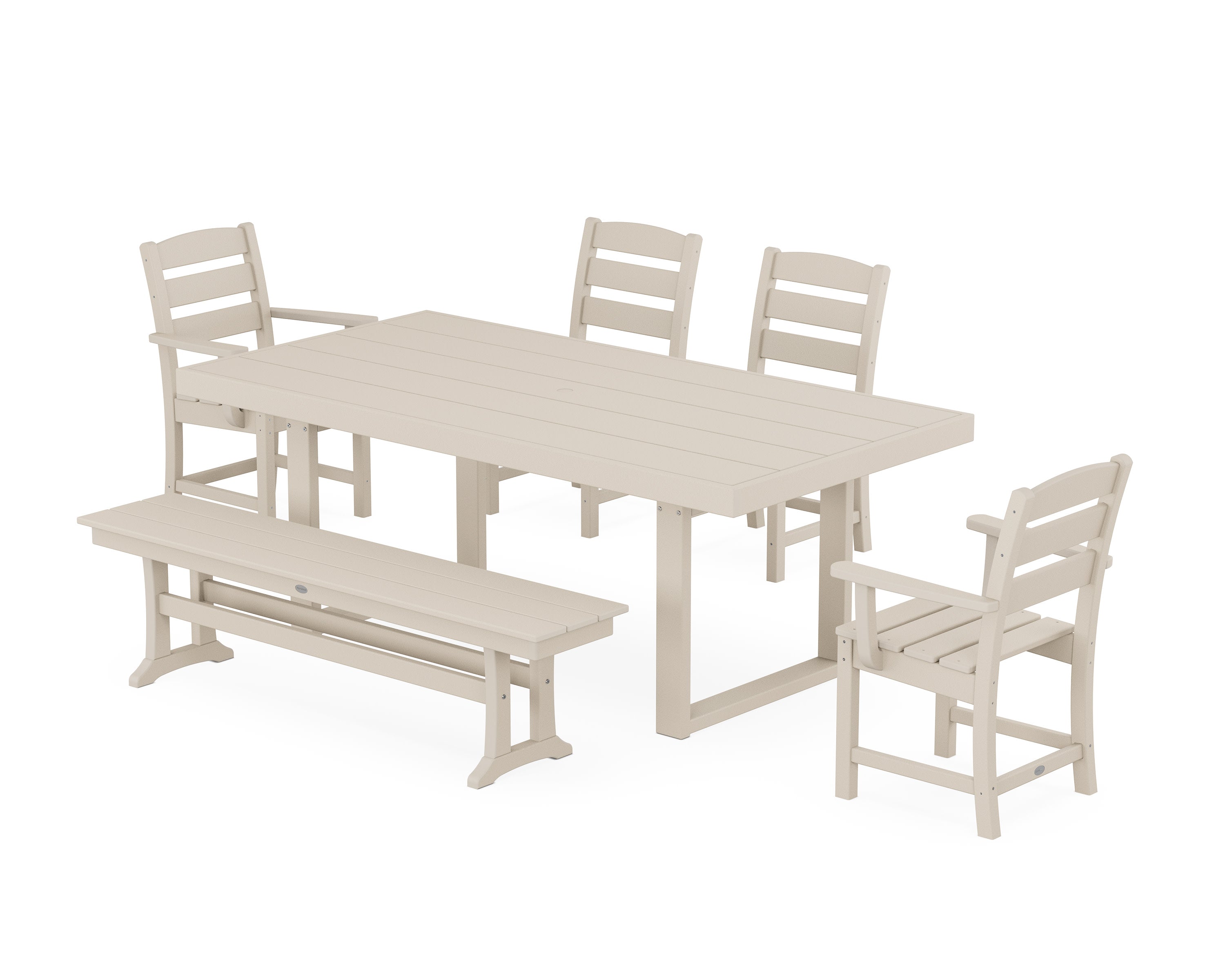 Lakeside 6-Piece Dining Set with Bench in Sand