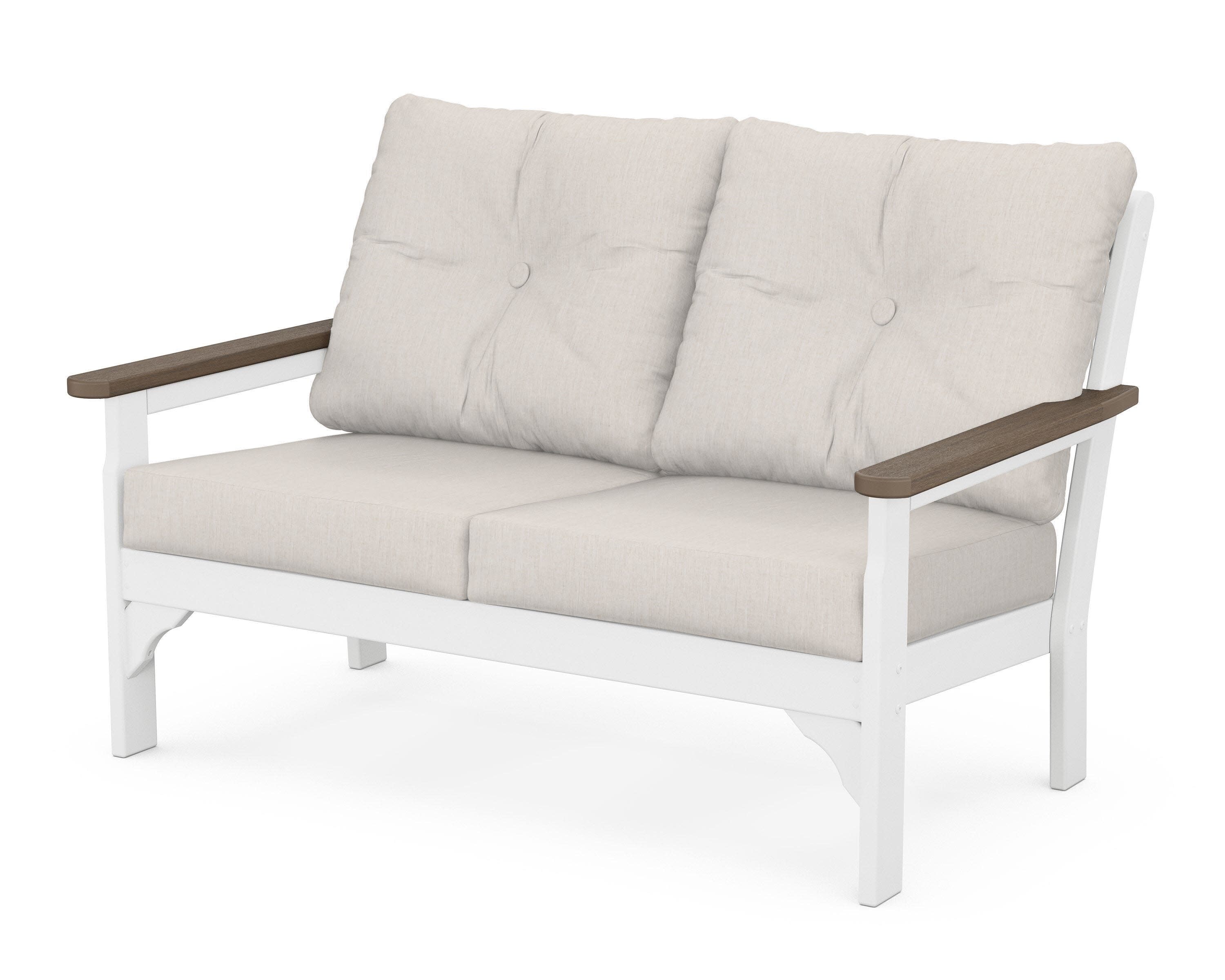 Vineyard Deep Seating Loveseat in White / Kona / Cast Ash