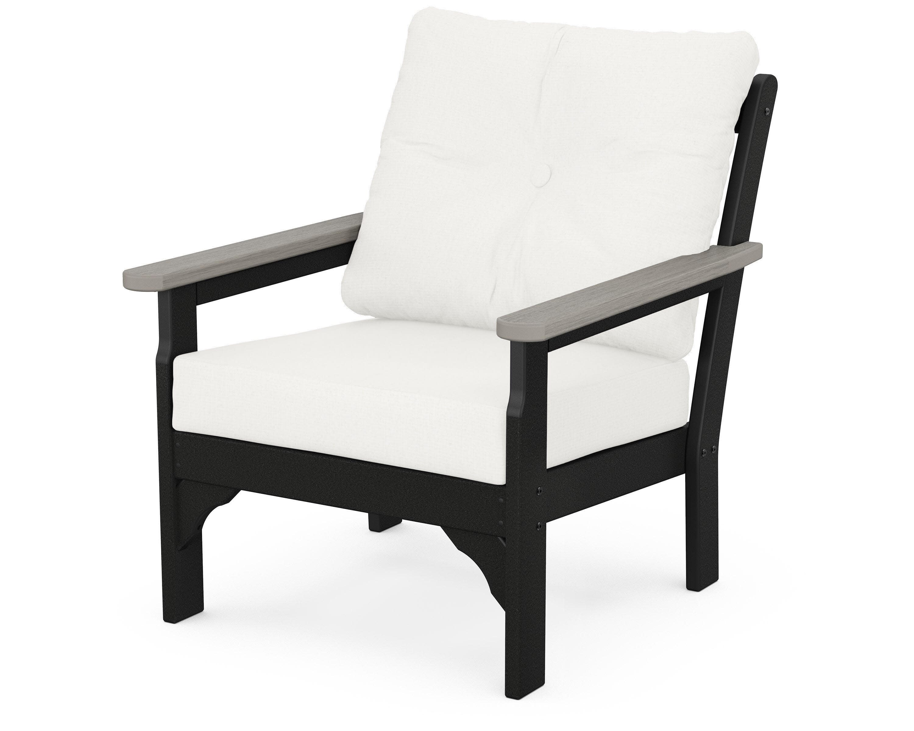 Vineyard Deep Seating Chair in Black / Driftwood / Natural Linen