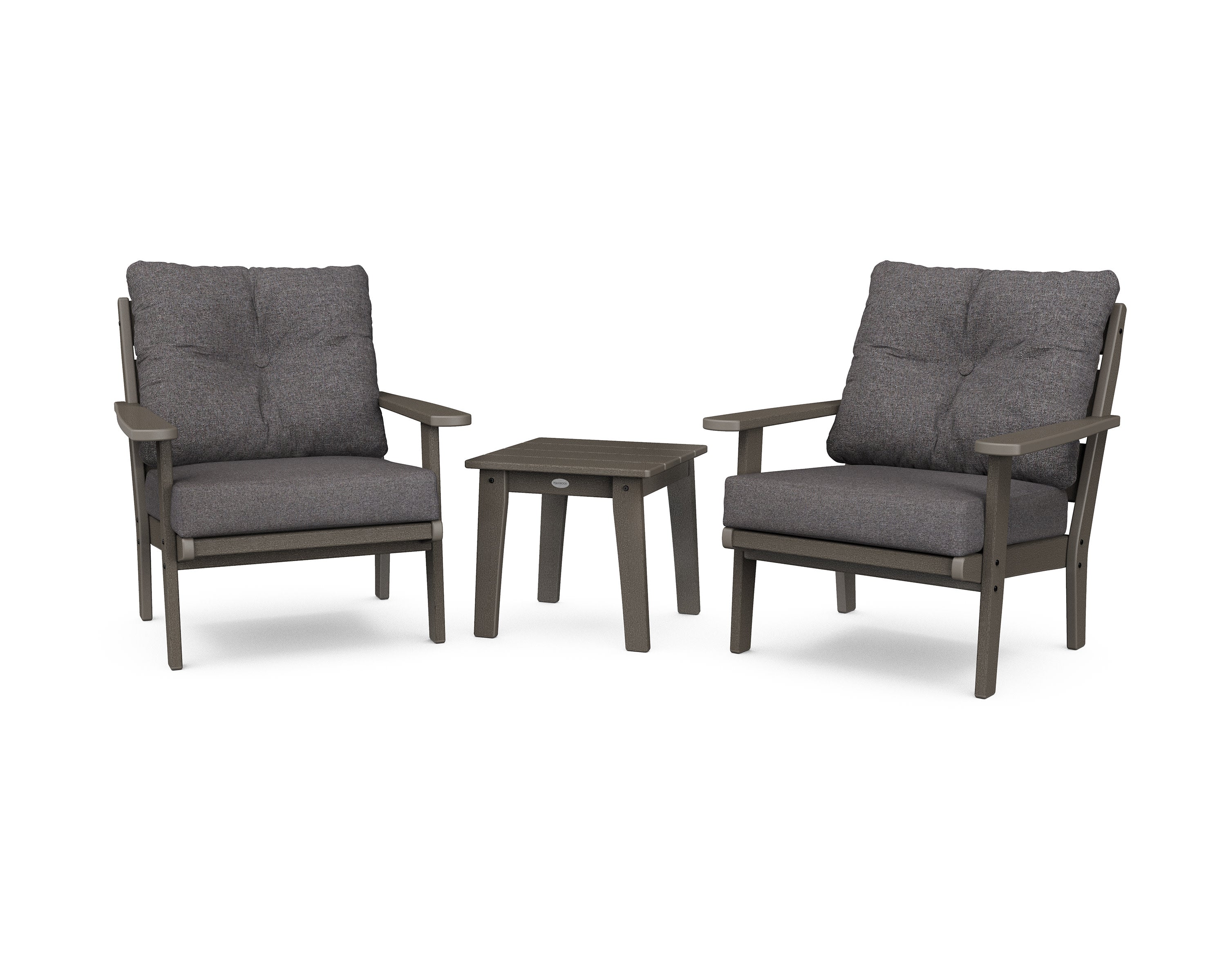 Lakeside 3-Piece Deep Seating Chair Set in Vintage Coffee / Ash Charcoal