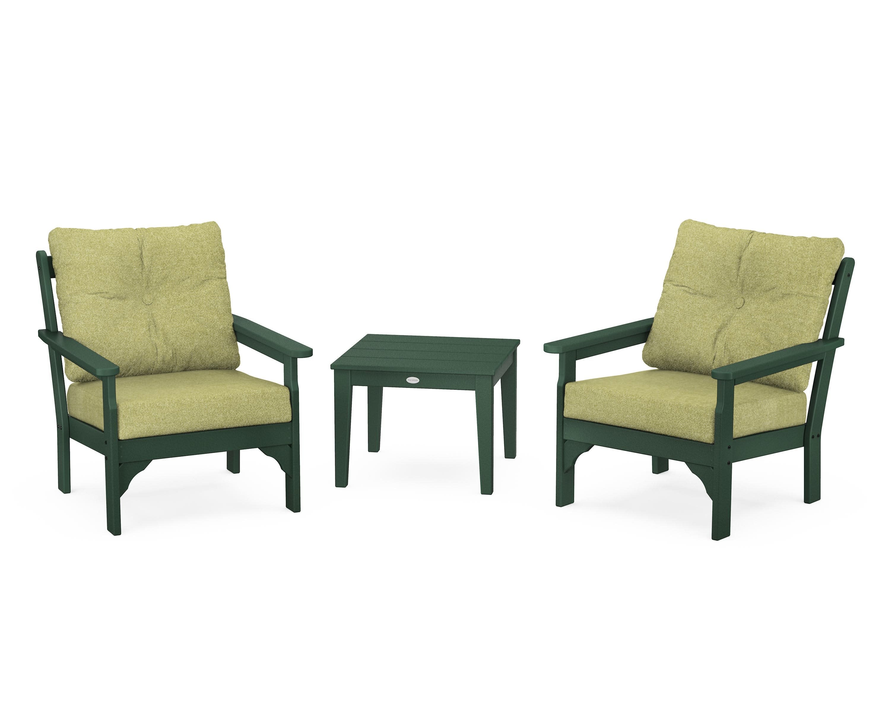 Vineyard 3-Piece Deep Seating Set in Green / Chartreuse Boucle