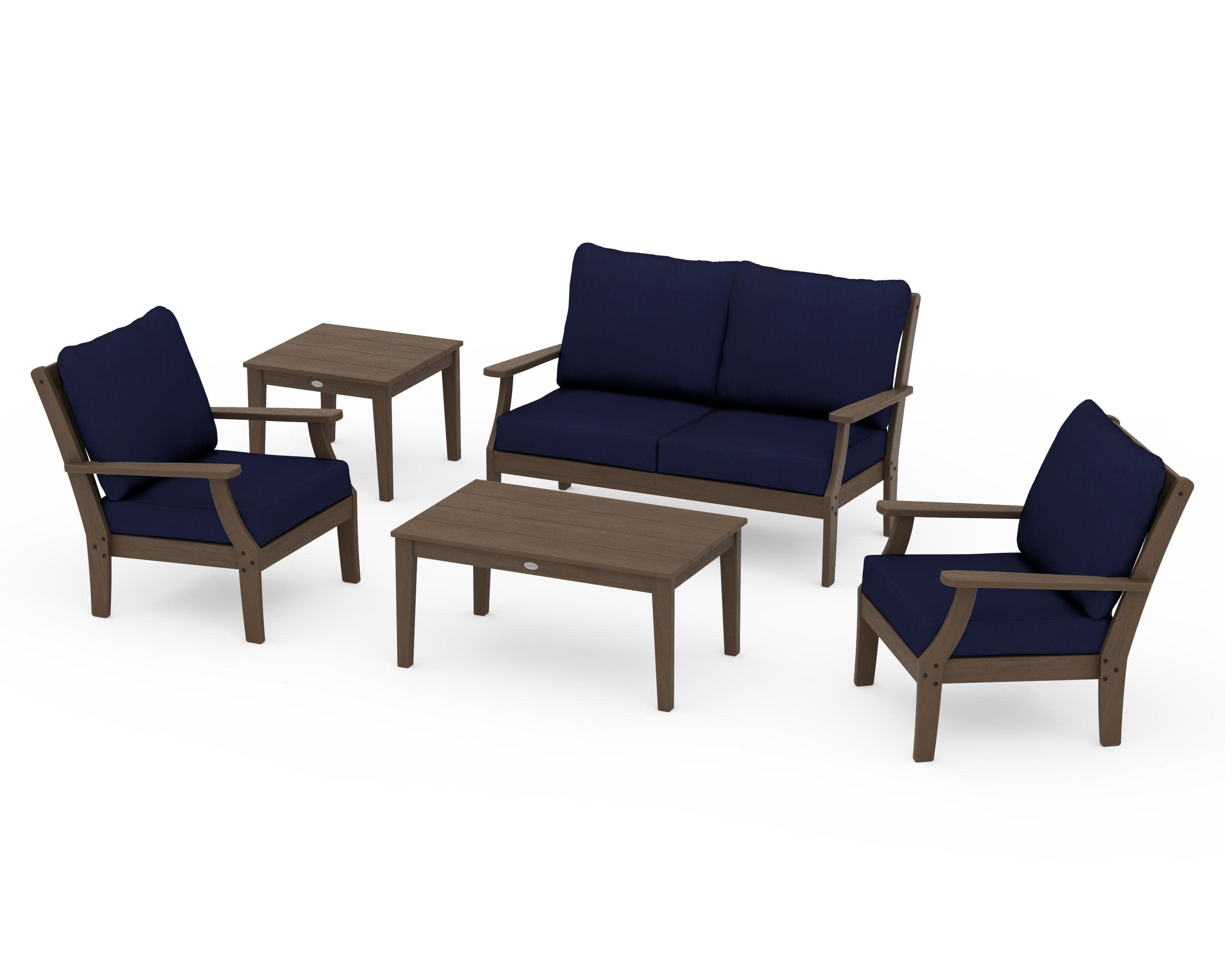 Braxton 5-Piece Deep Seating Set in Kona / Navy