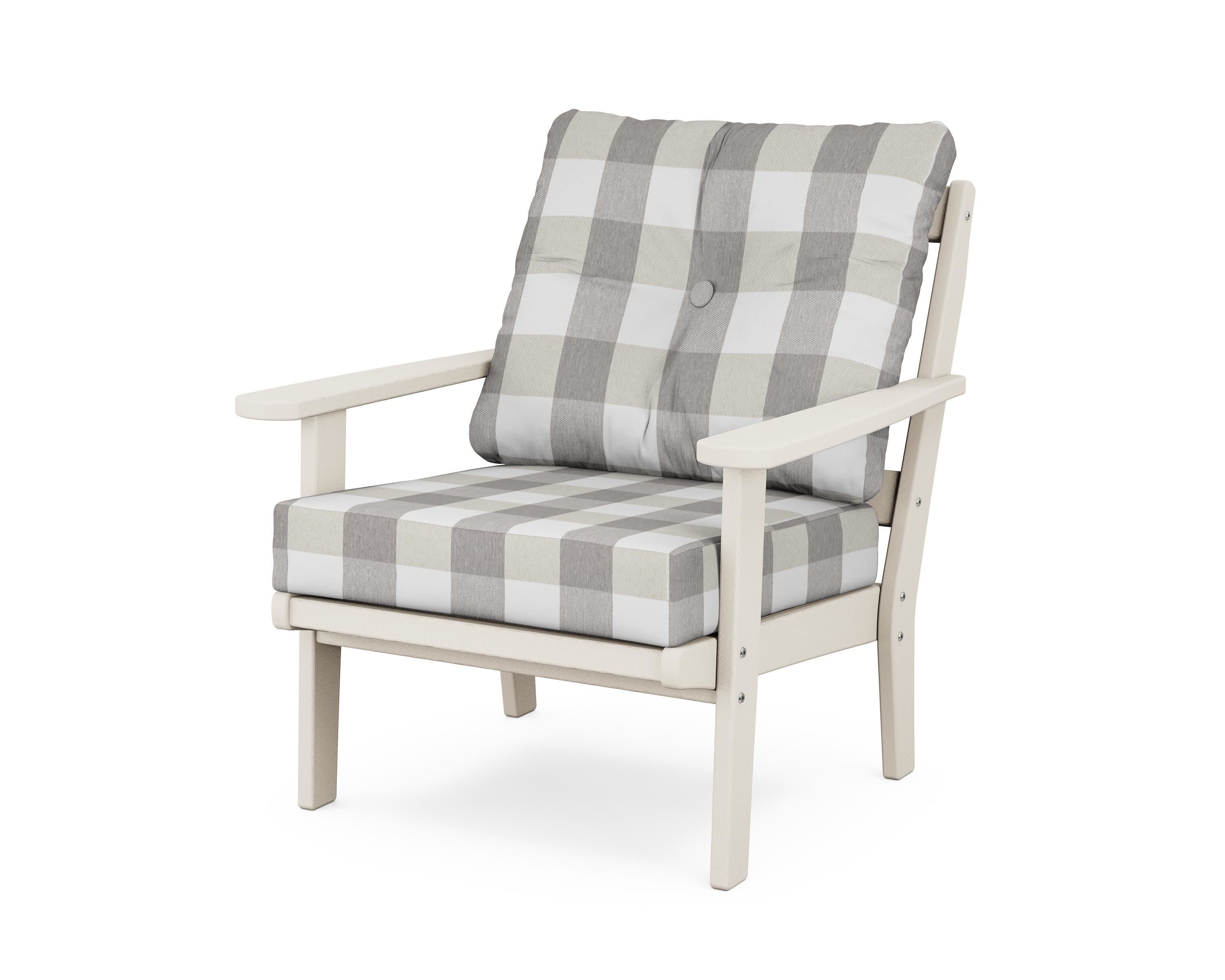Mission Deep Seating Chair in Sand / Buffalo Plaid Grey Mist