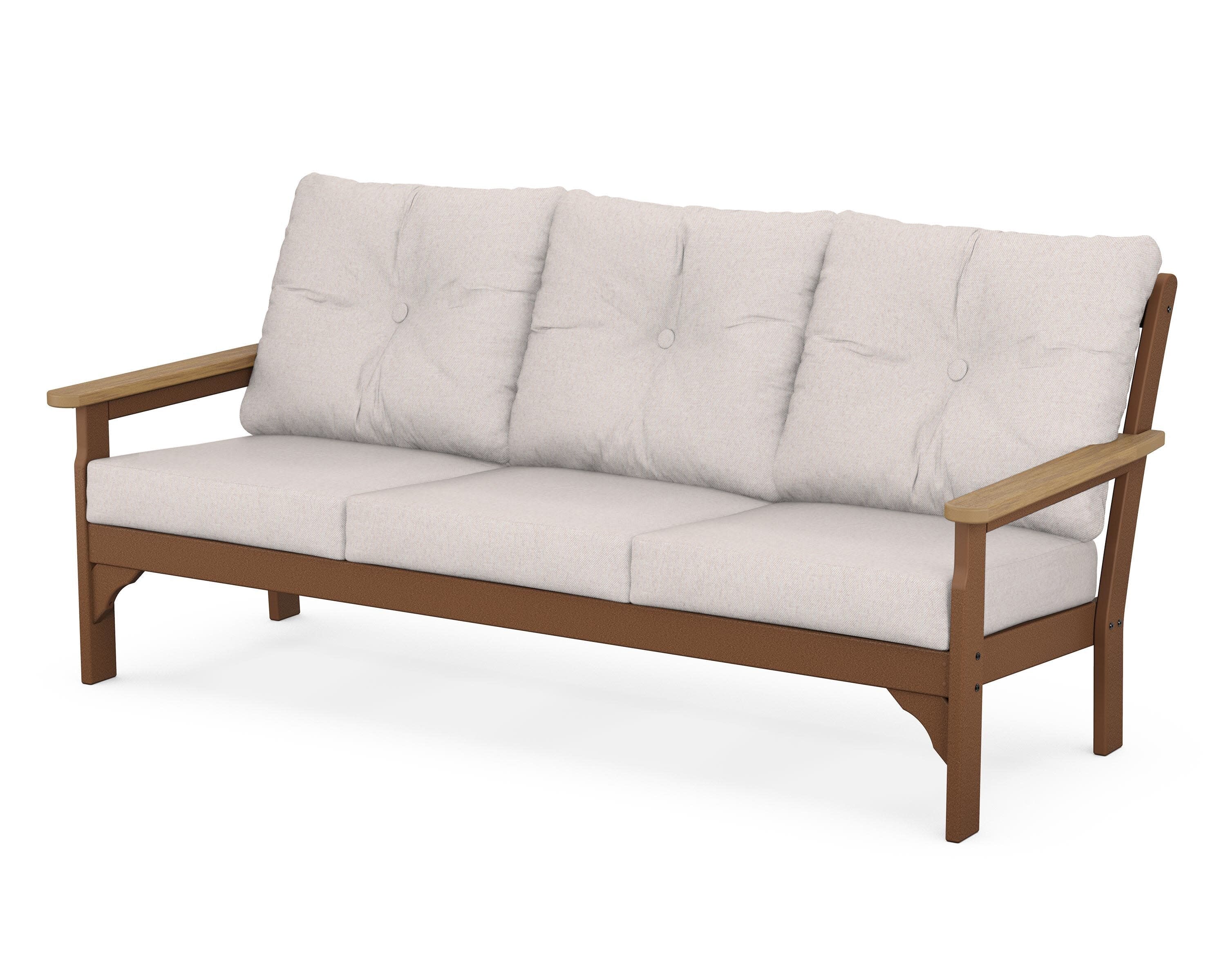 Vineyard Deep Seating Sofa in Teak / Natural / Dune Burlap