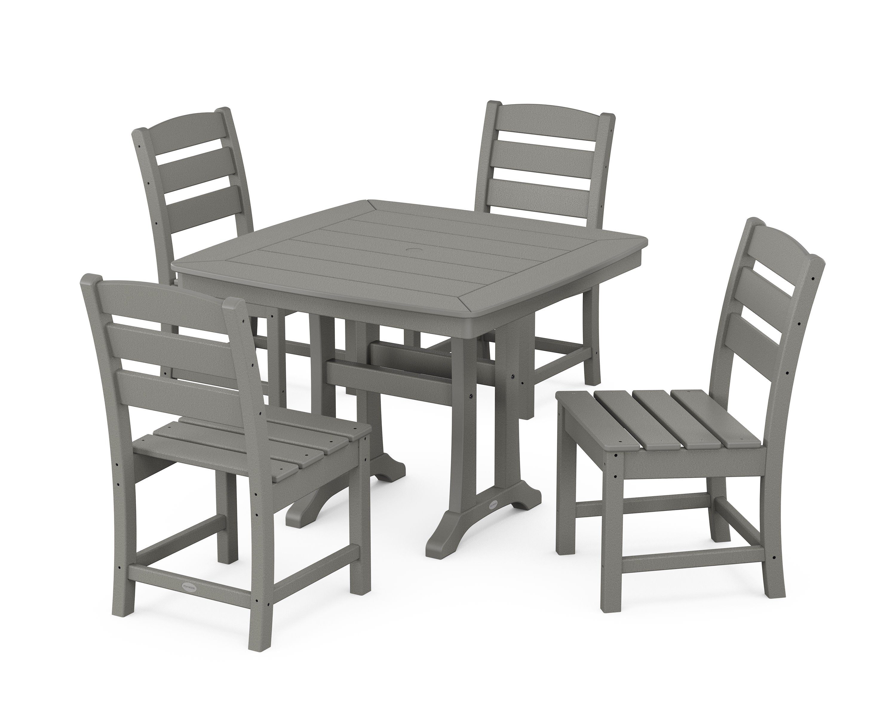 Lakeside Side Chair 5-Piece Dining Set with Trestle Legs in Slate Grey