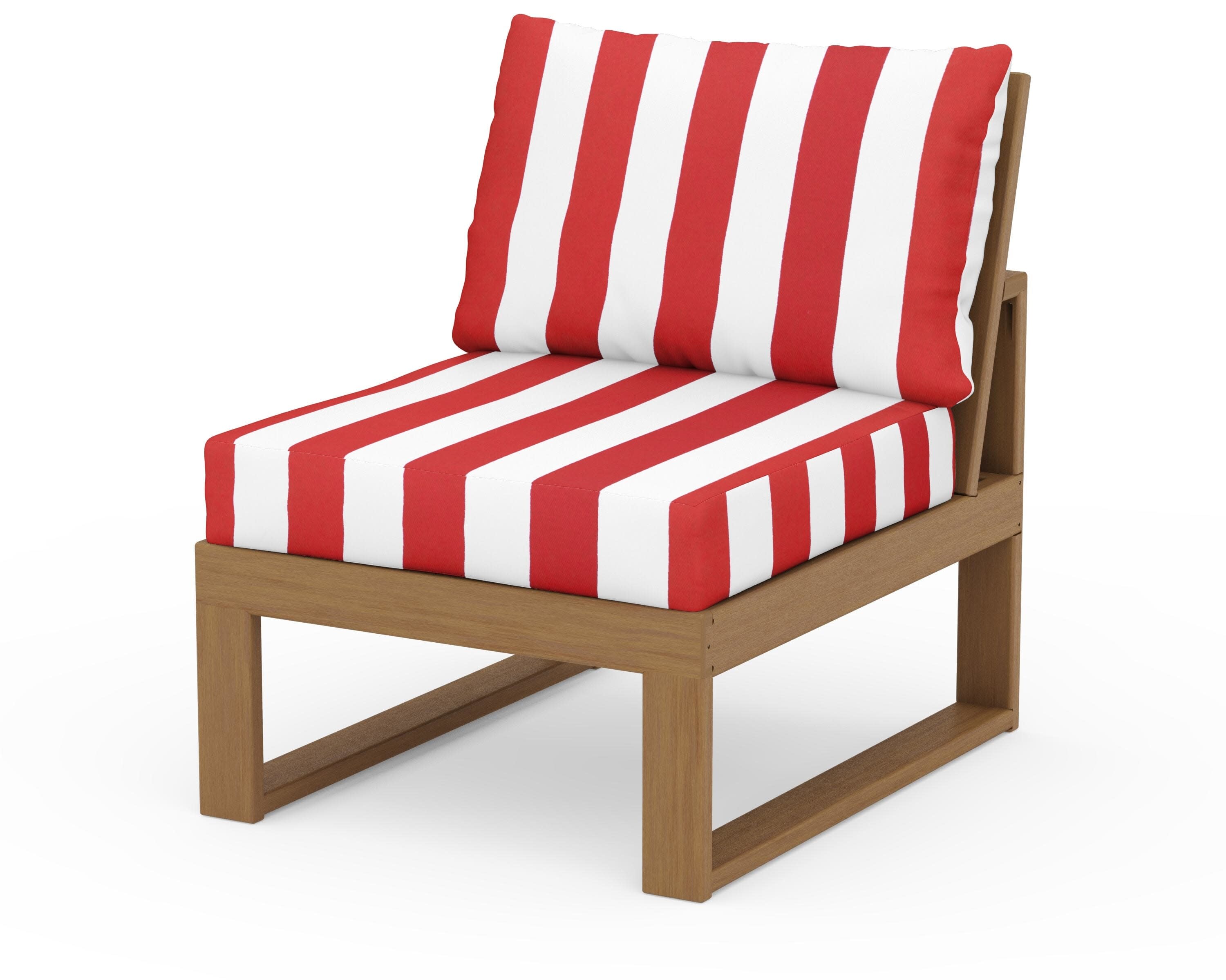 Modular Armless Chair in Natural / Cabana Stripe Crimson