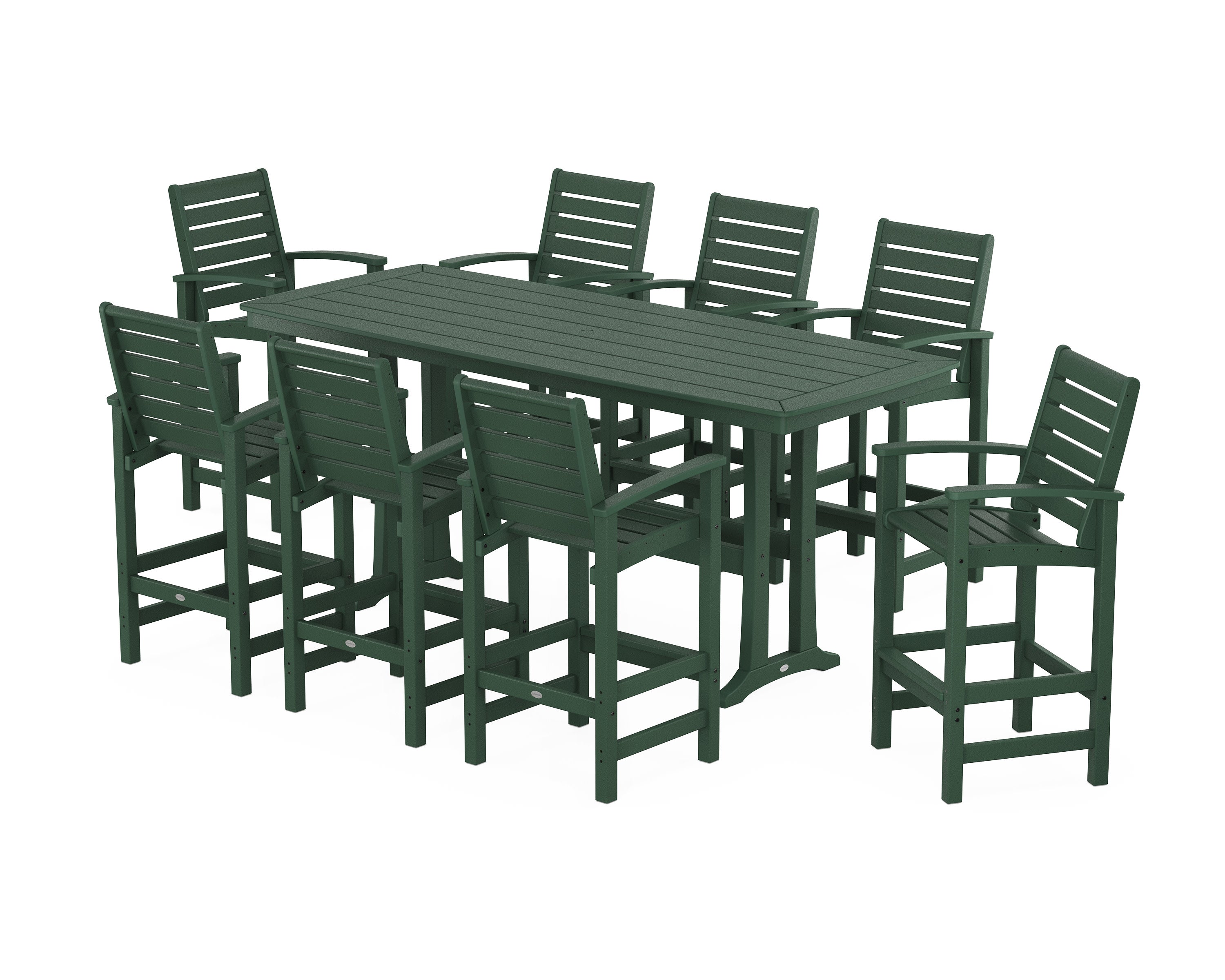Signature 9-Piece Bar Set with Trestle Legs in Green